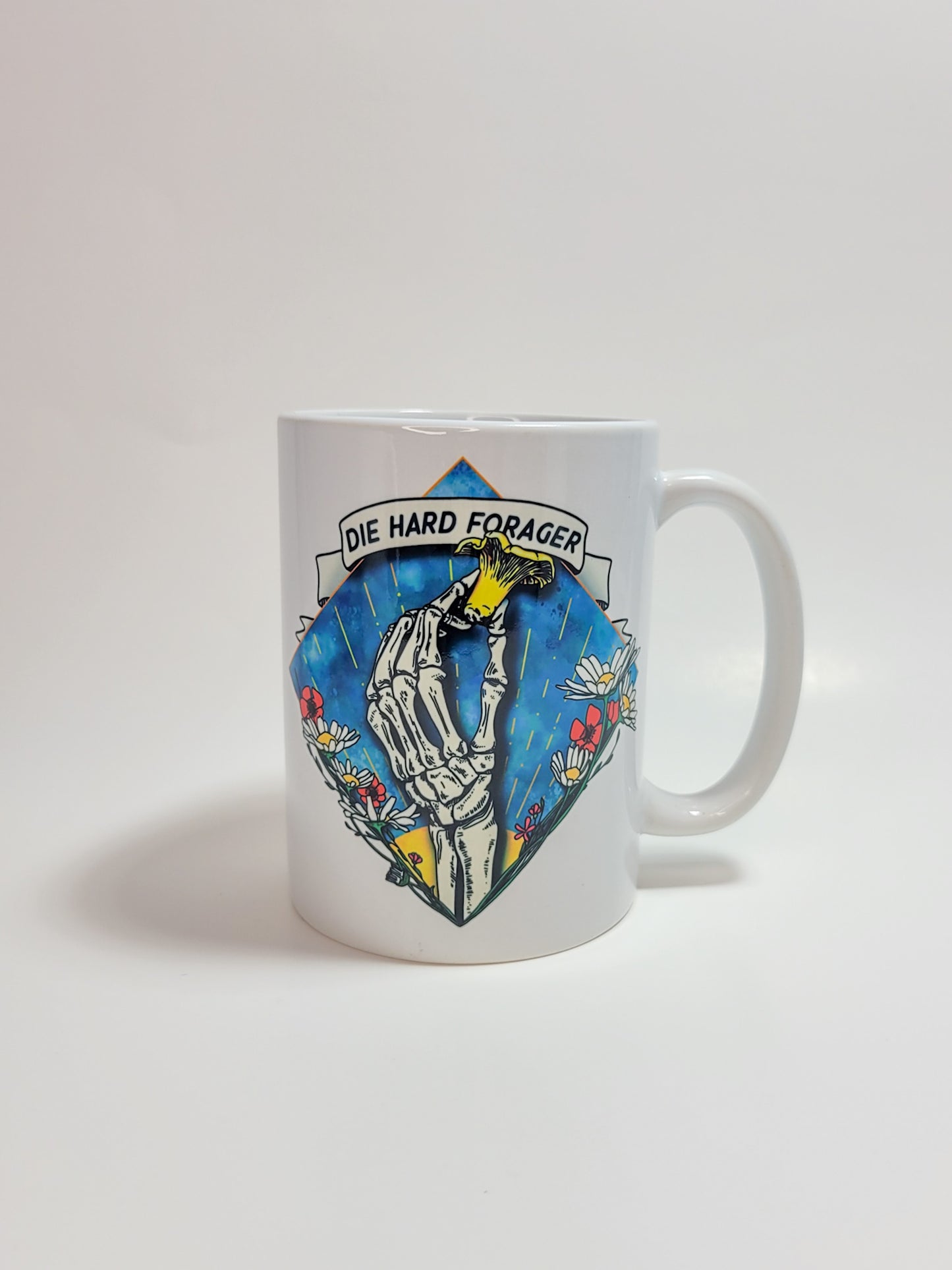 Die Hard Forager | Morbid Mushroom Mug | Mushroom Artwork on Ceramic Cup | 11oz/15oz Sizes
