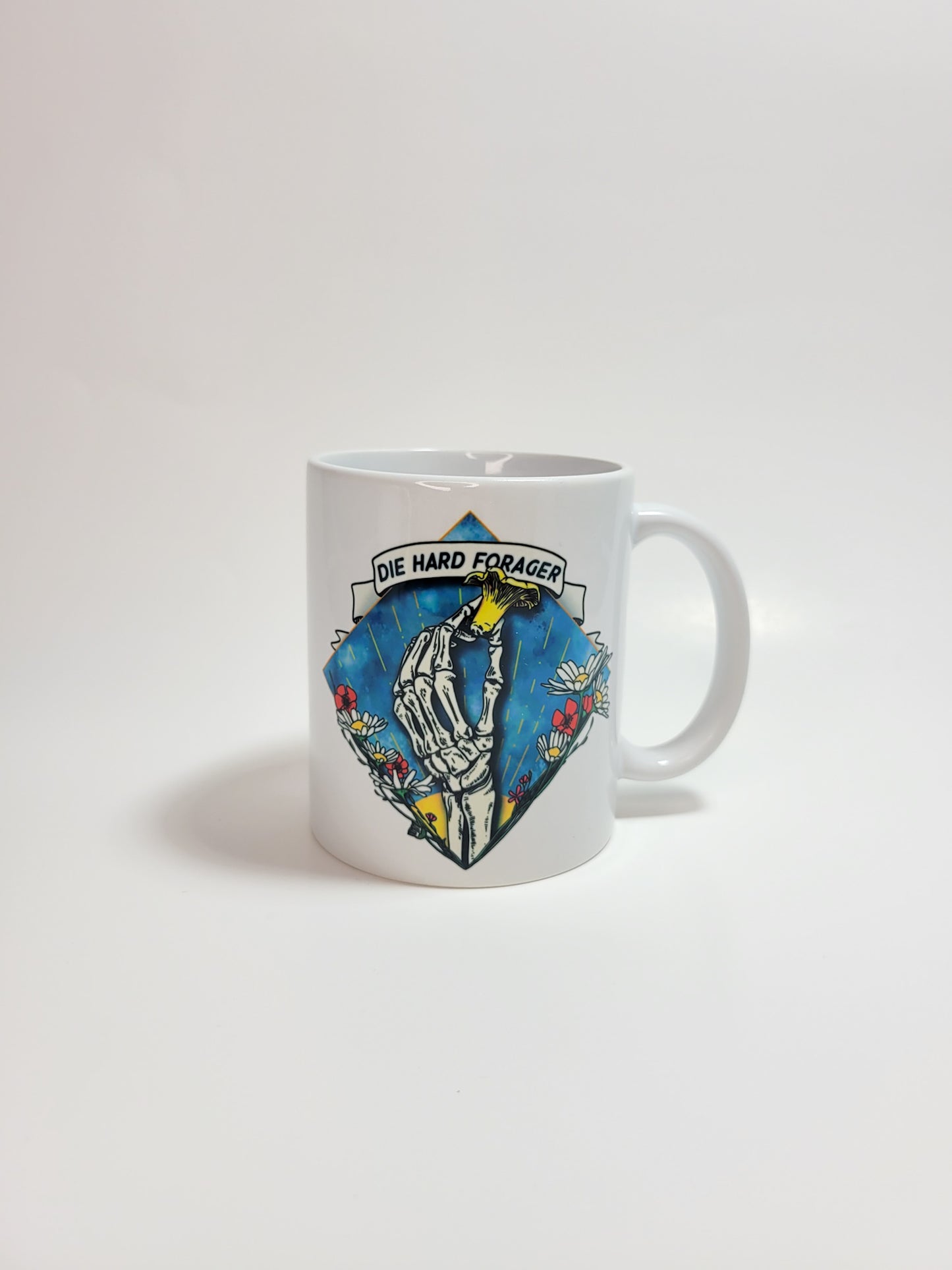 Die Hard Forager | Morbid Mushroom Mug | Mushroom Artwork on Ceramic Cup | 11oz/15oz Sizes