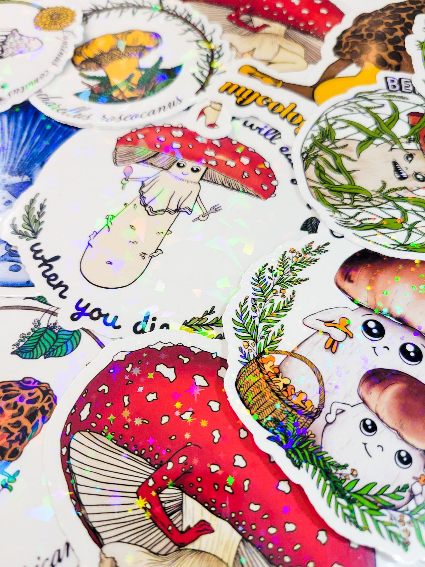 The Full Monty | Collection of 10 Mushroom Stickers by Suzi McCrae