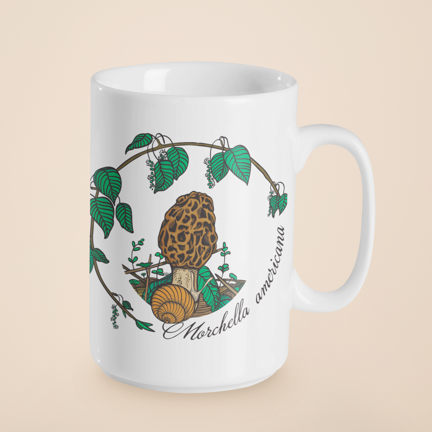 Morchella Americana | Morel Mushroom Artwork on Ceramic Cup | 11oz/15oz Sizes
