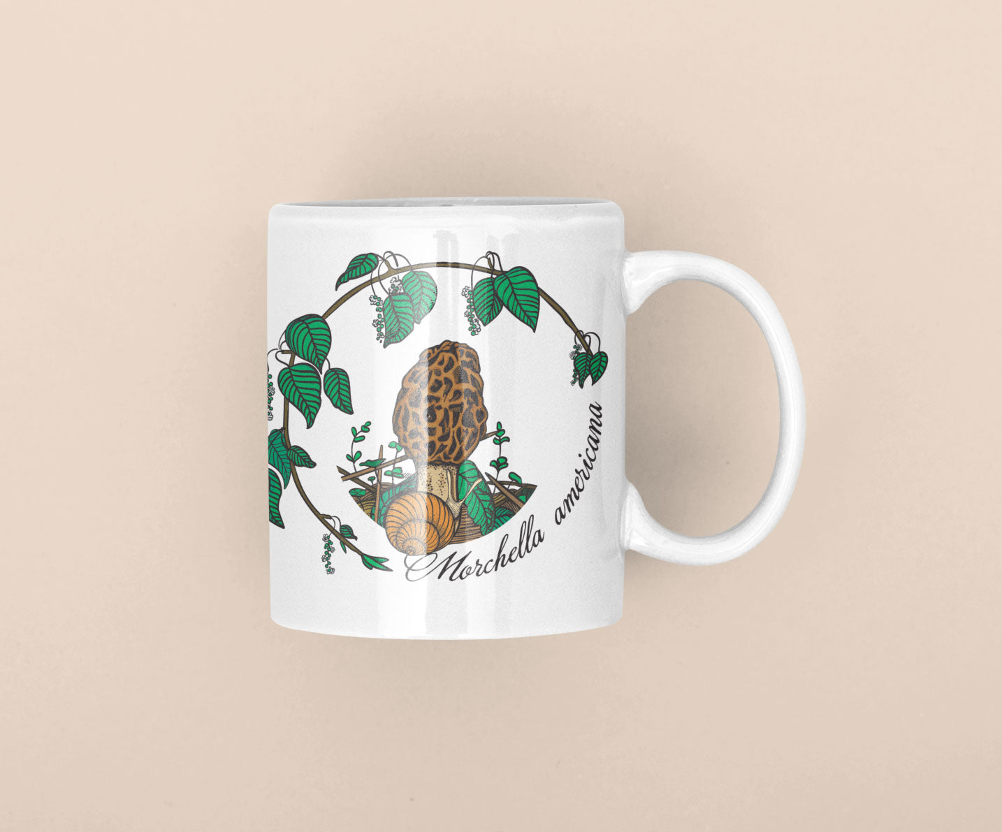 Morchella Americana | Morel Mushroom Artwork on Ceramic Cup | 11oz/15oz Sizes