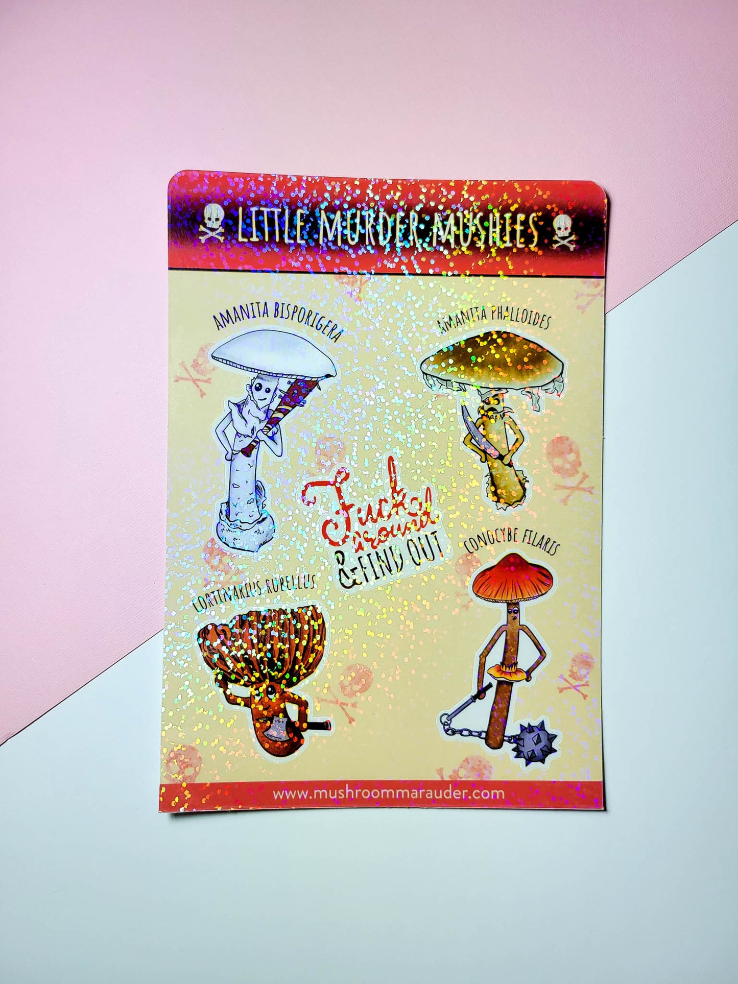 Little Murder Mushies | Sheet of 5 Stickers | Adorable Killer Mushrooms | Deadly Real-Life Fungi