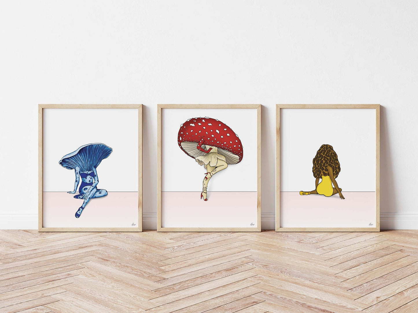 The Tantalizing Trio: A FunGal Triple Threat | Set of Three 8"x10" Prints | Sexy Mushroom Pinup Girls