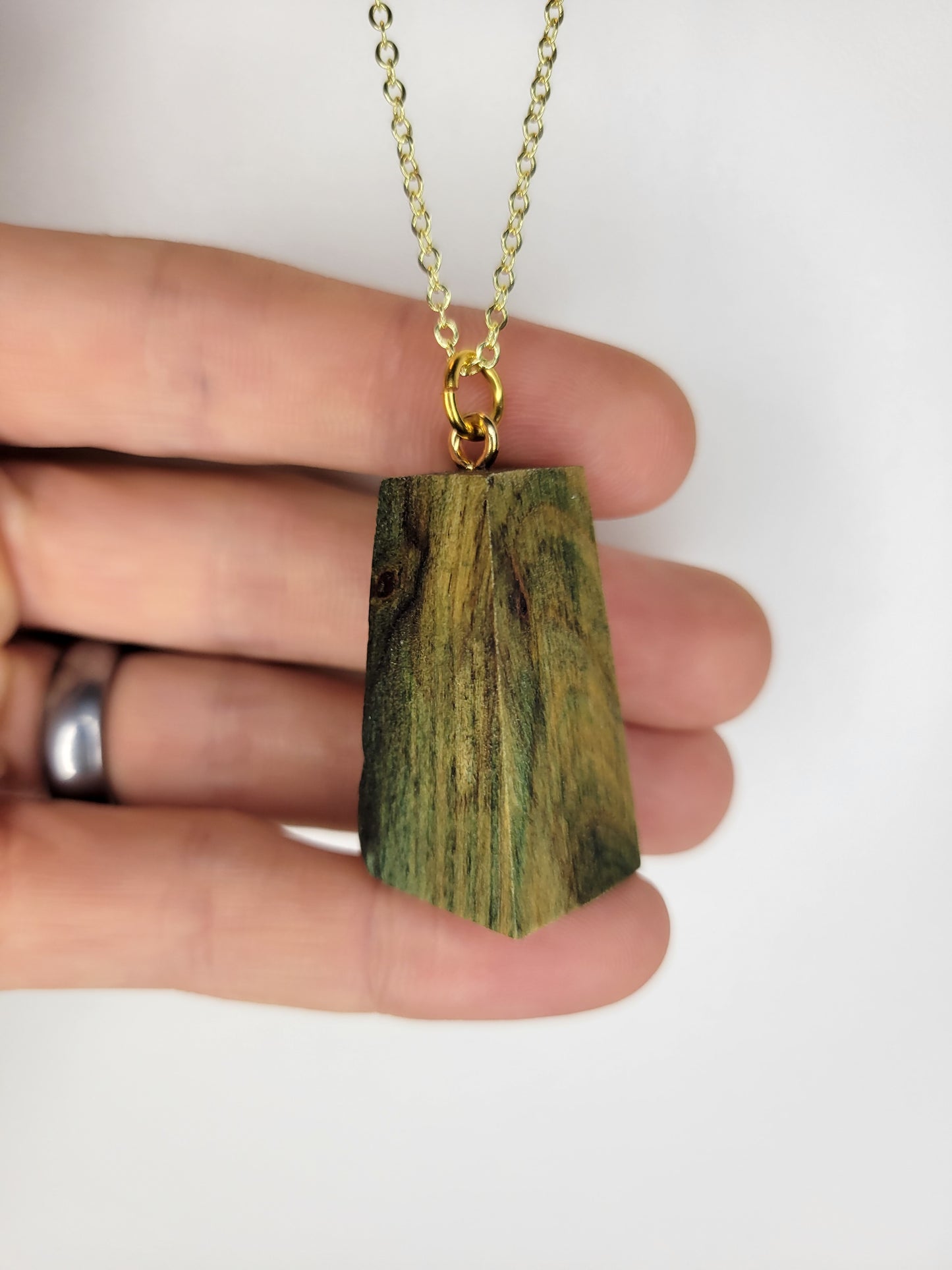 Naturally Fungus-Stained Wooden Pendant