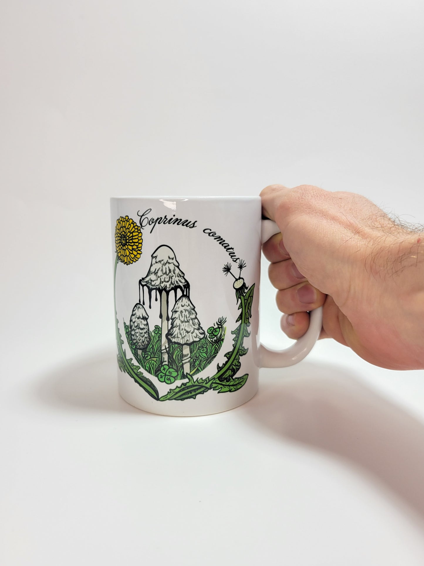 Coprinus Comatus | Shaggy Mane Mushroom Mug | Mushroom Artwork on Ceramic Cup | 11oz/15oz Sizes