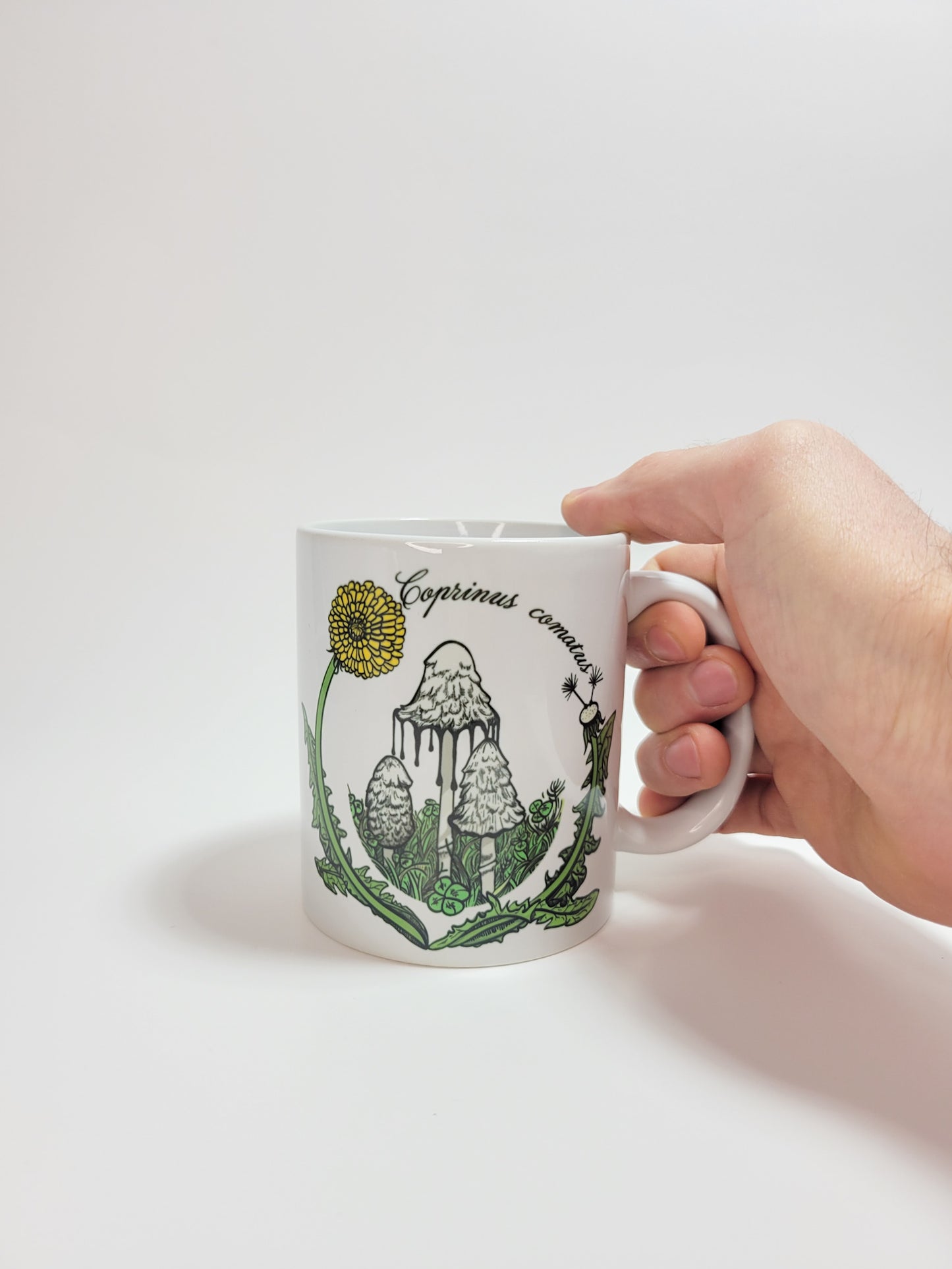 Coprinus Comatus | Shaggy Mane Mushroom Mug | Mushroom Artwork on Ceramic Cup | 11oz/15oz Sizes