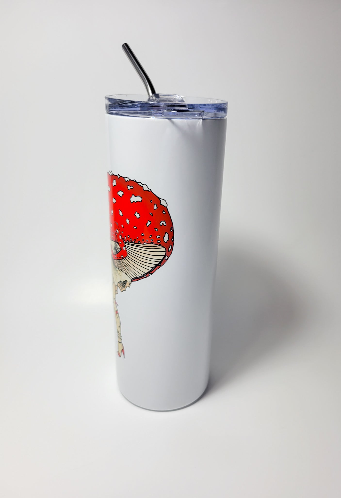 Miss Amanita | 20oz Stainless Steel Skinny Tumbler | Mushroom Pinup Girl