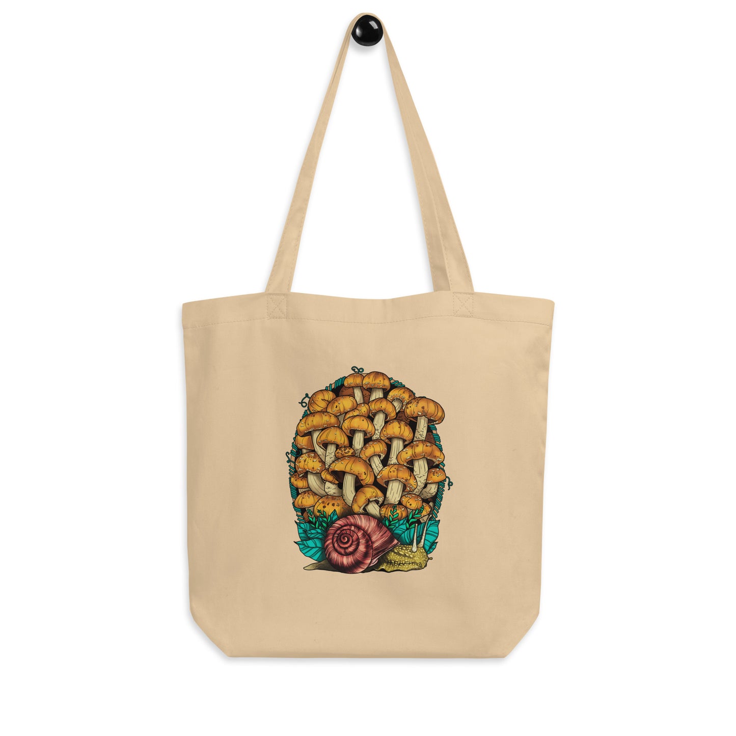 Land Snail and Chestnut Mushrooms | Eco-Friendly Tote Bag | Beautiful Mushroom Artwork
