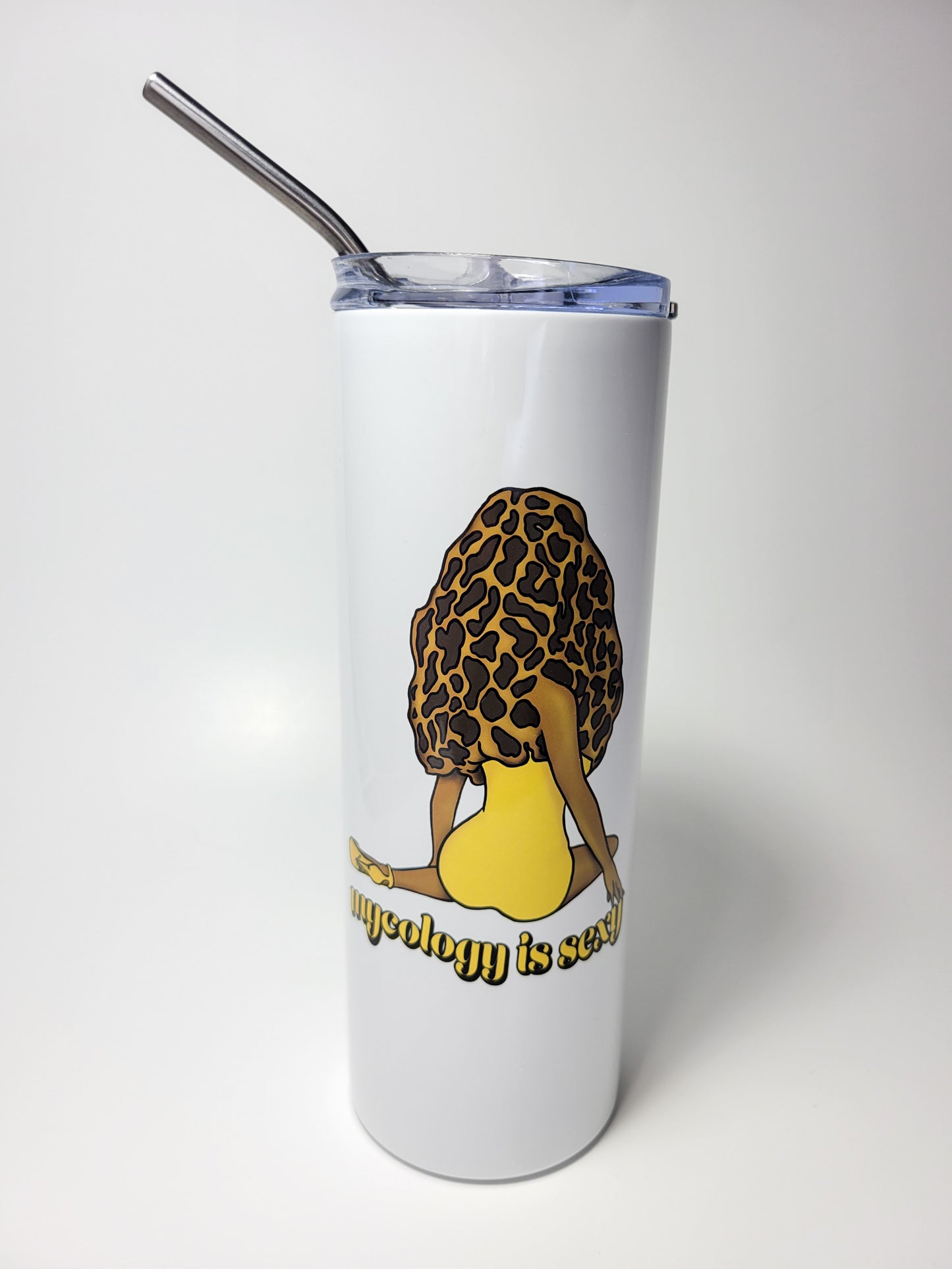 Madam Morel | 20oz Stainless Steel Skinny Tumbler | Mushroom Pinup Girl