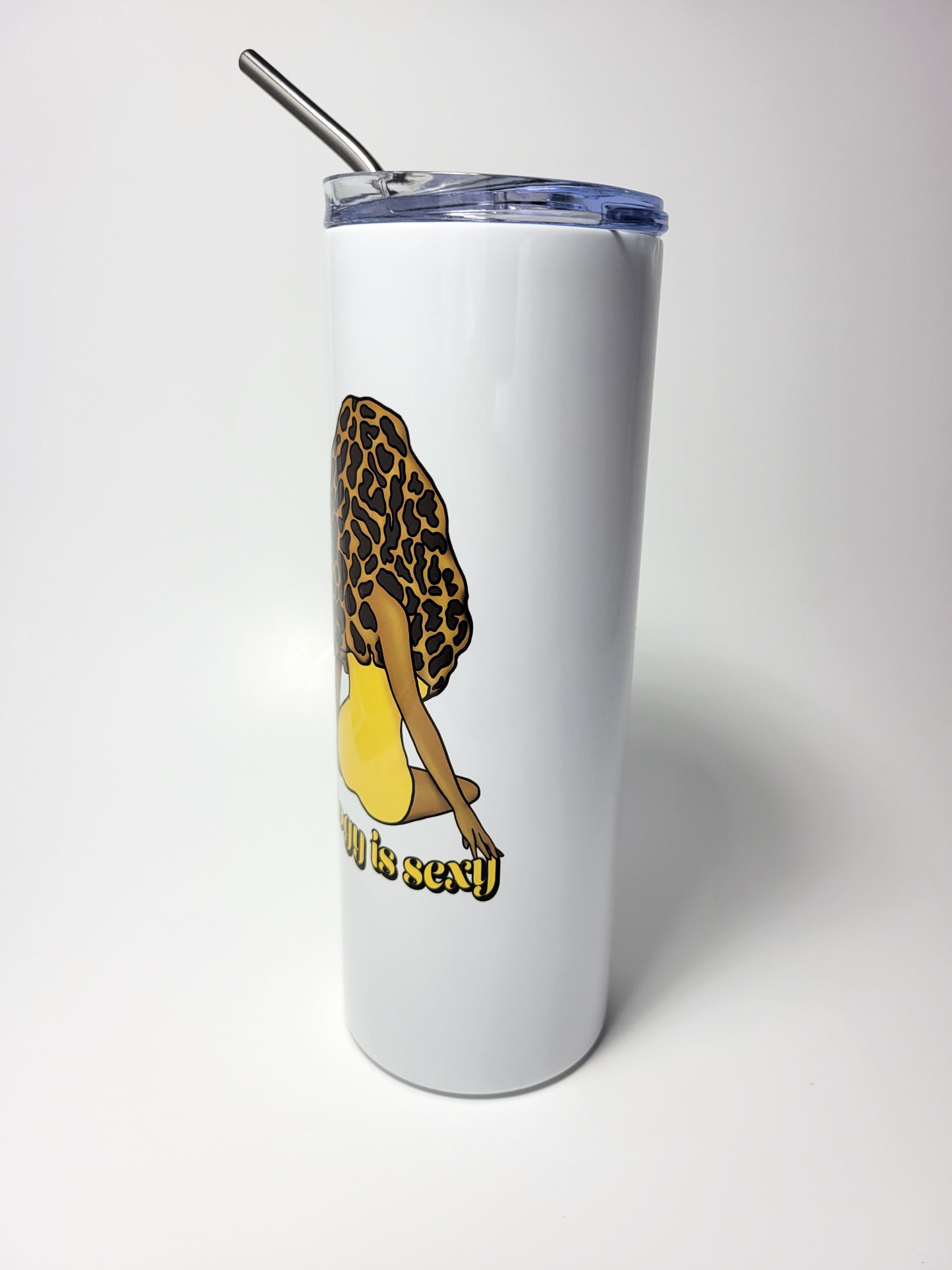 Madam Morel | 20oz Stainless Steel Skinny Tumbler | Mushroom Pinup Girl