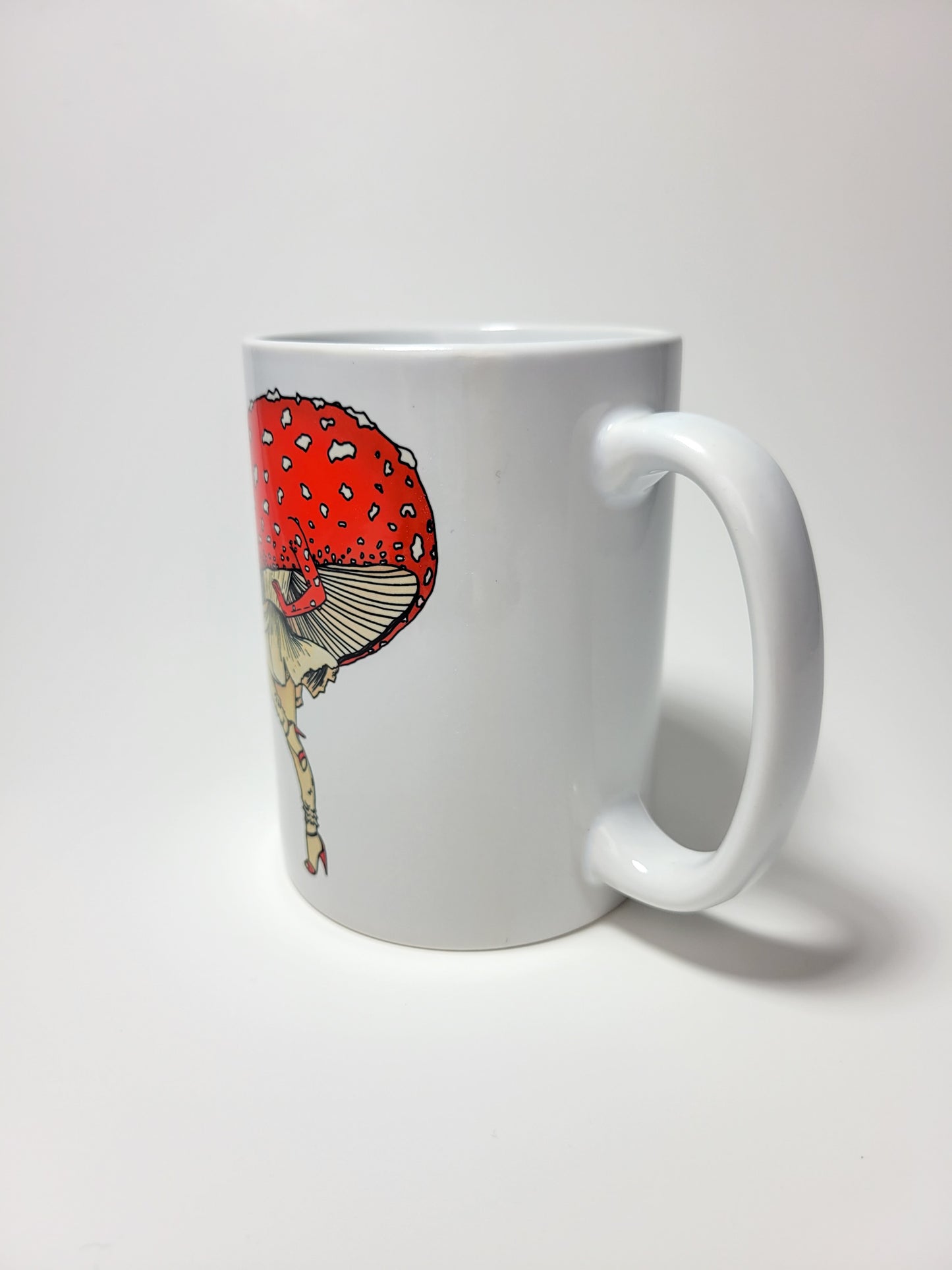 Miss Amanita Coffee Mug | Mushroom Pinup Girl Artwork | Unique Mushroom Design on Ceramic Cup | 11oz/15oz Sizes