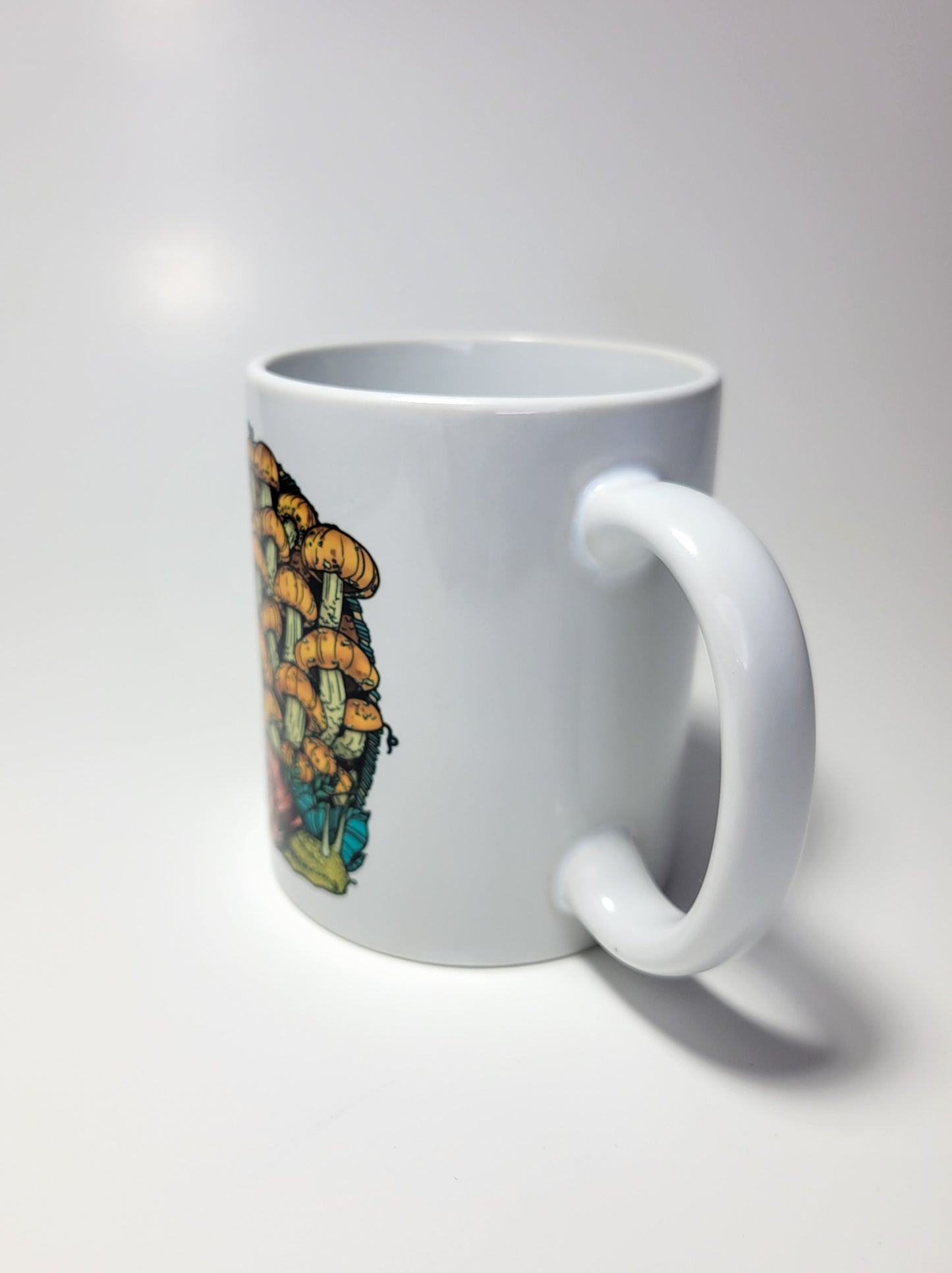 Land Snail and Chestnut Mushrooms Coffee Mug | Cottagecore Artwork on Ceramic Cup | 11oz/15oz Sizes