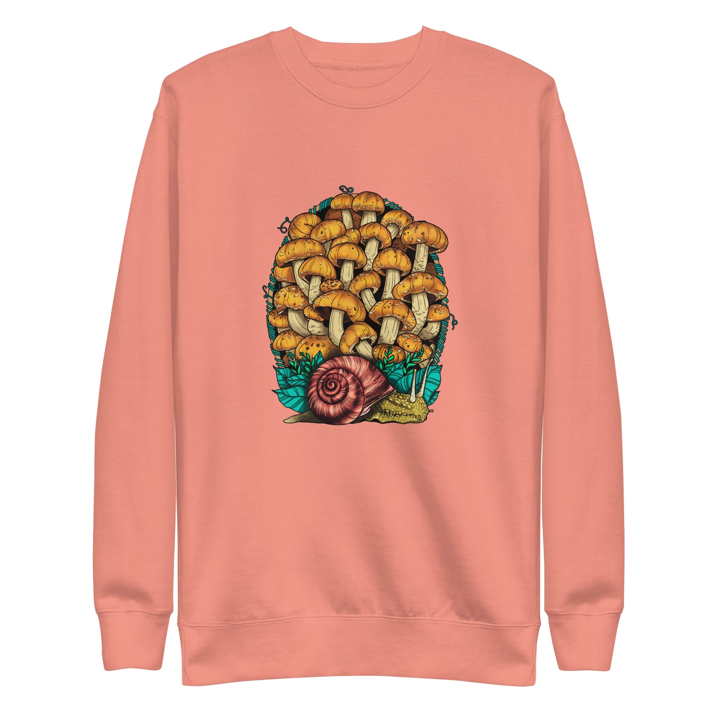 Land Snail and Chestnut Mushrooms | Unisex Sweatshirt | Cottagecore Mushroom Artwork