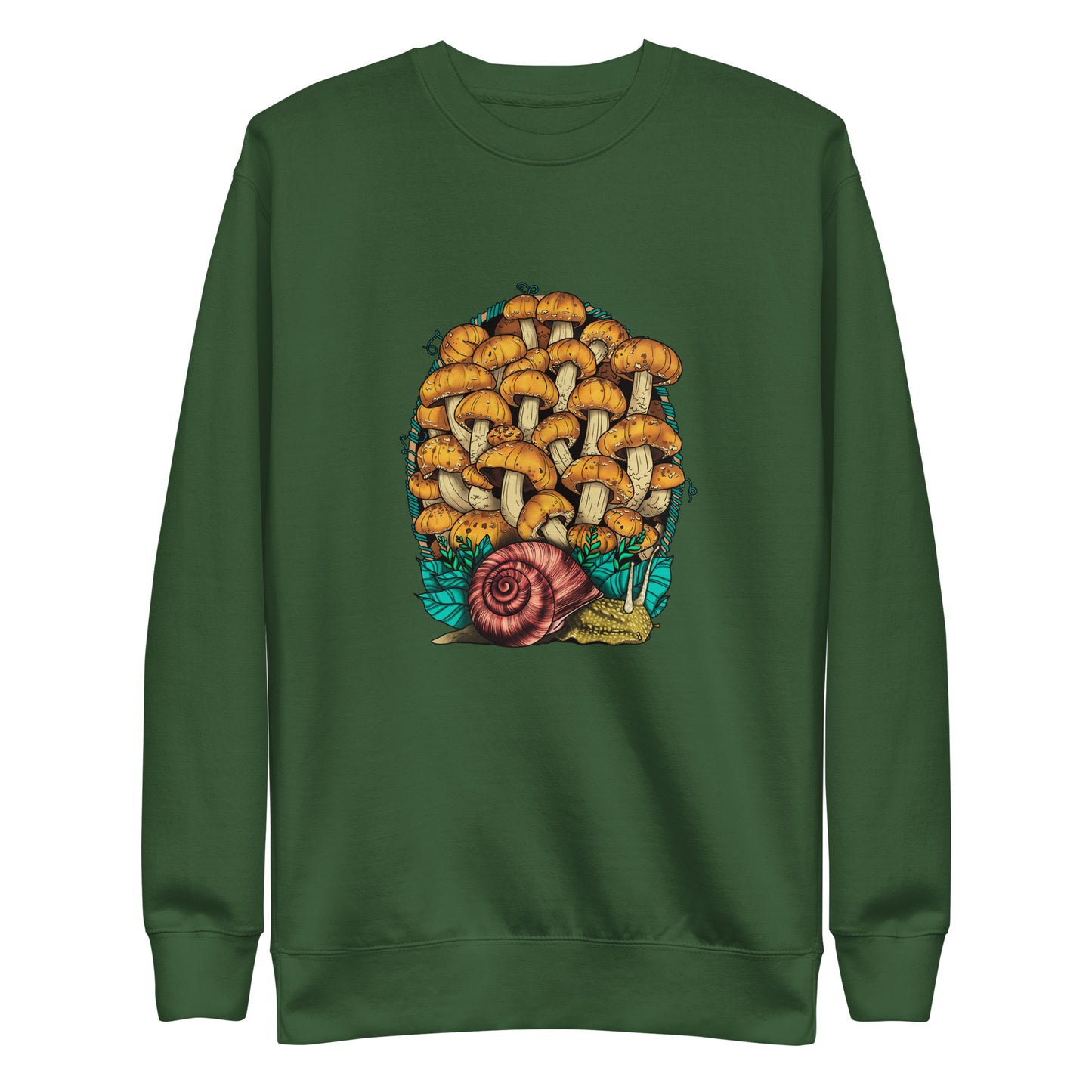 Land Snail and Chestnut Mushrooms | Unisex Sweatshirt | Cottagecore Mushroom Artwork