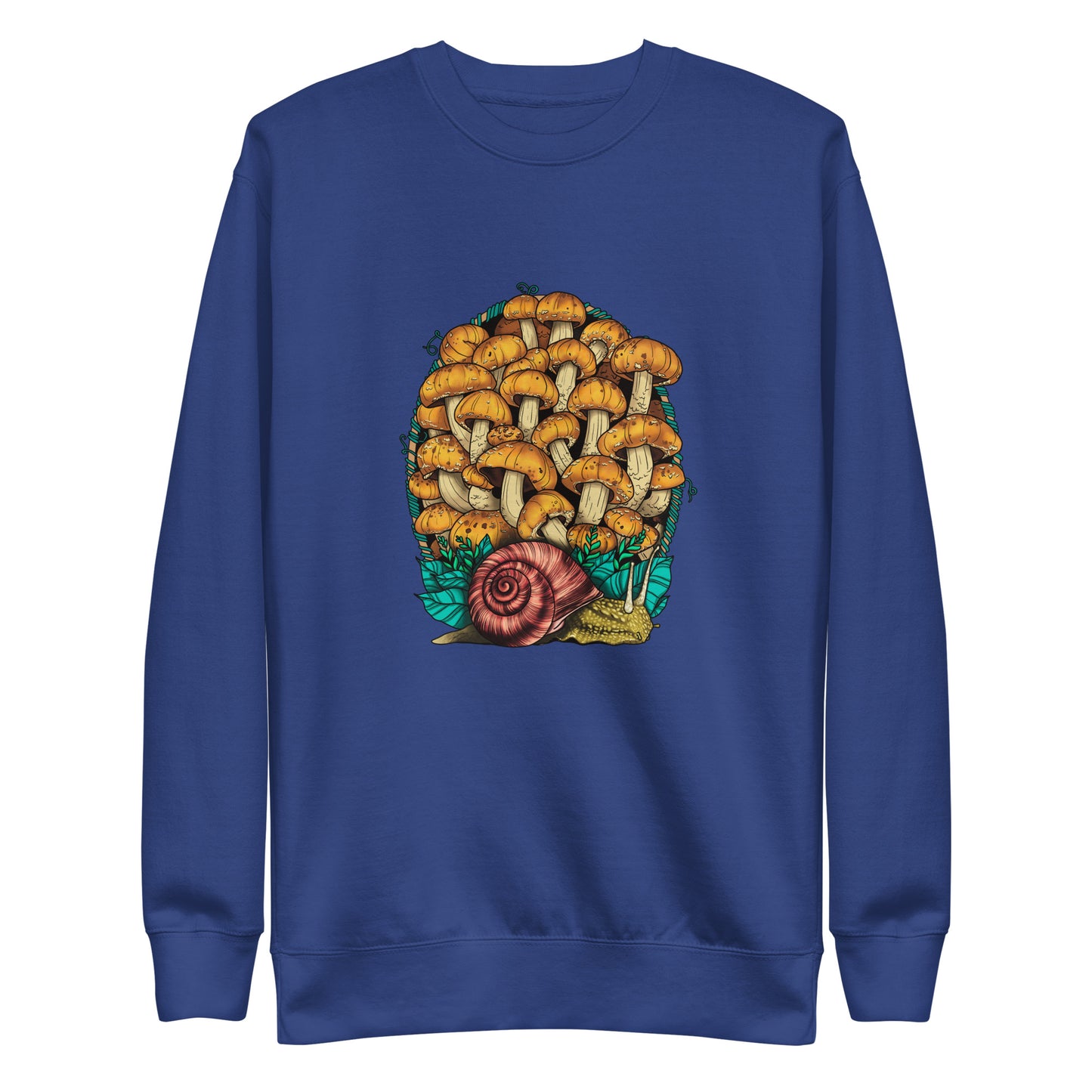 Land Snail and Chestnut Mushrooms | Unisex Sweatshirt | Cottagecore Mushroom Artwork