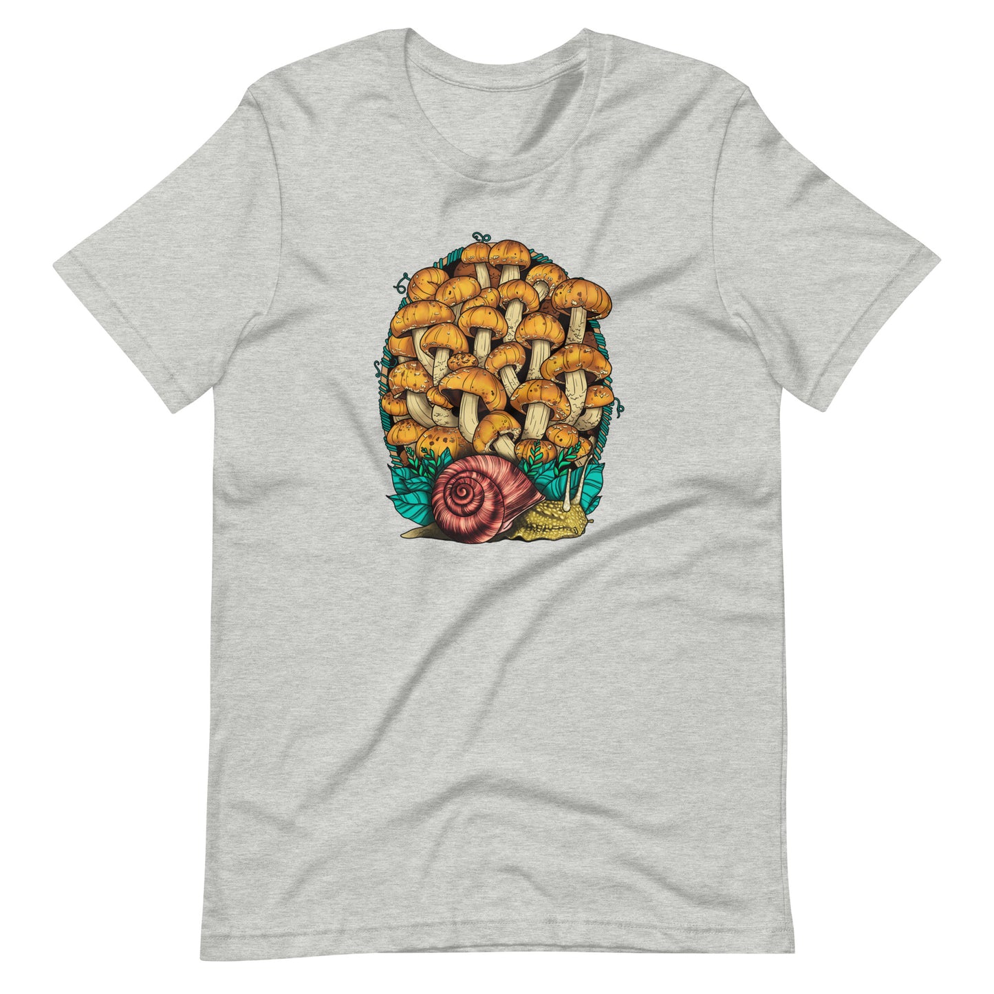 Land Snail and Chestnut Mushrooms | Unisex T-Shirt | Beautiful Mushroom Apparel