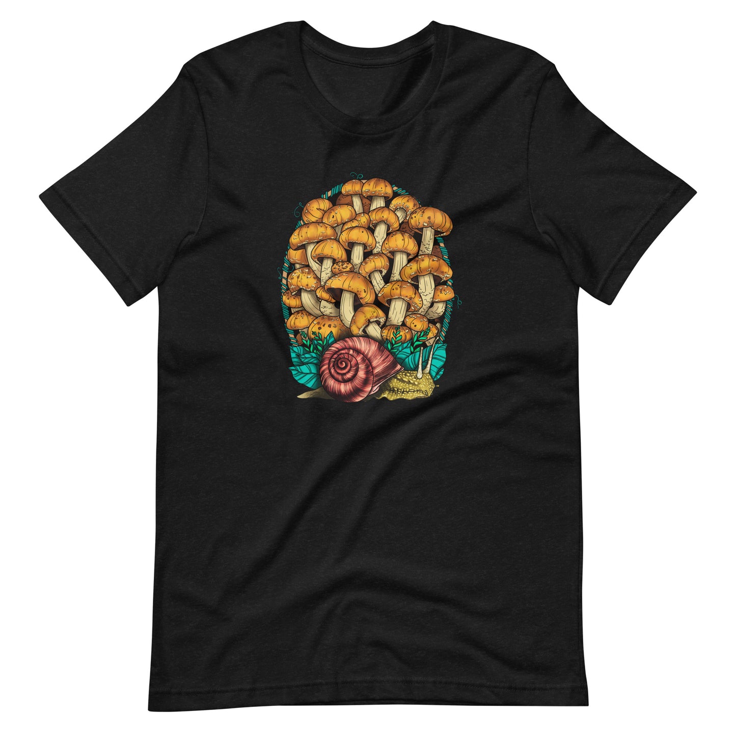 Land Snail and Chestnut Mushrooms | Unisex T-Shirt | Beautiful Mushroom Apparel