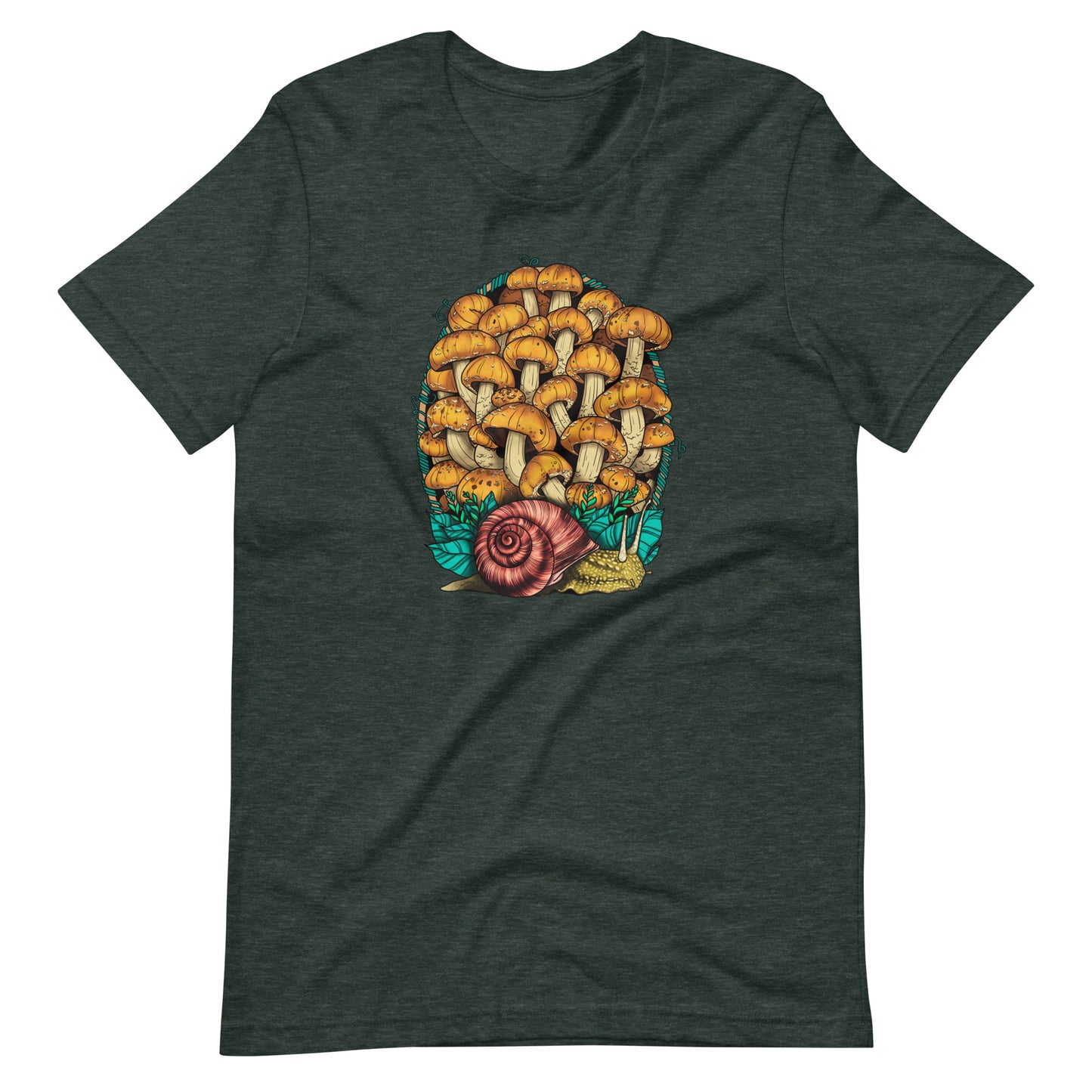 Land Snail and Chestnut Mushrooms | Unisex T-Shirt | Beautiful Mushroom Apparel