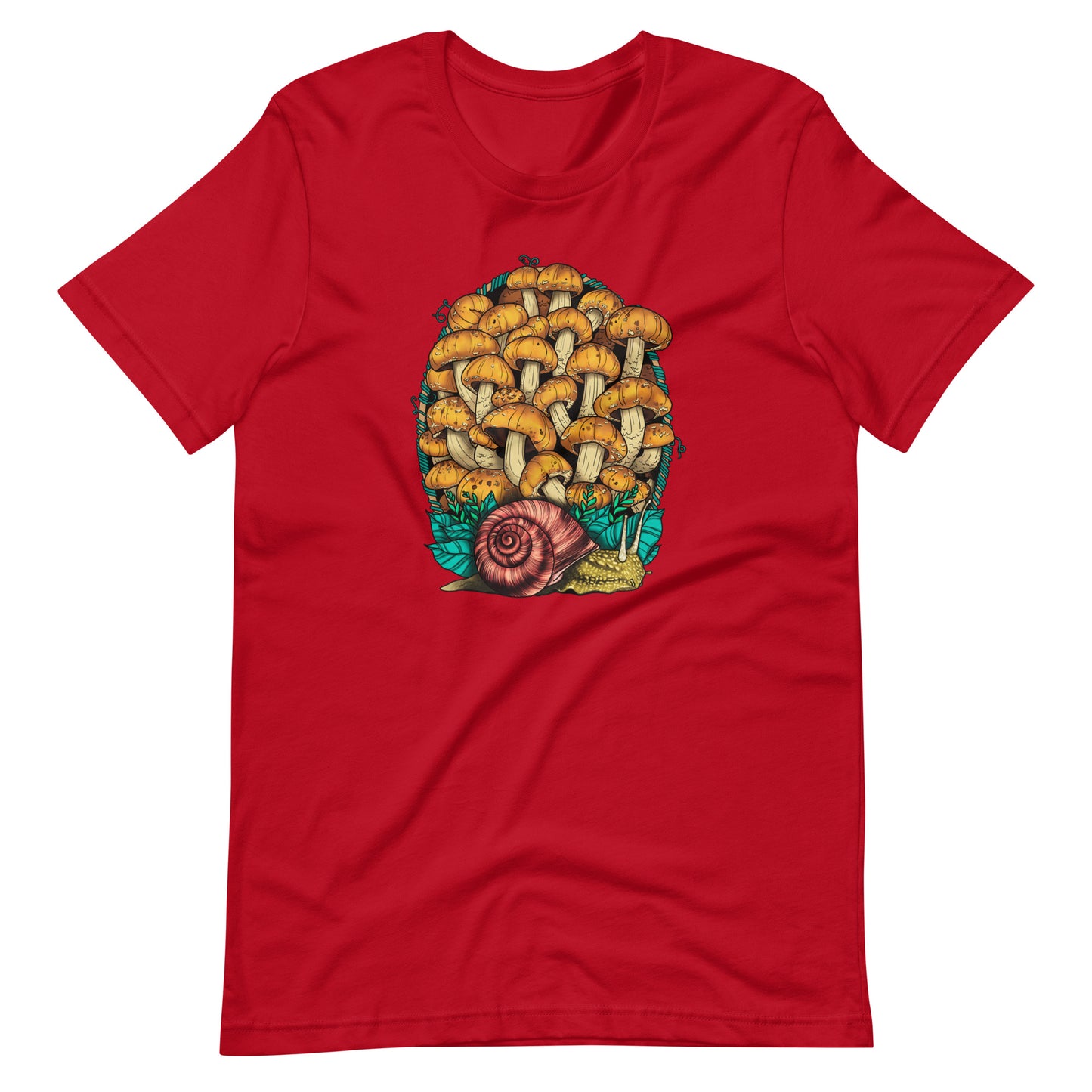 Land Snail and Chestnut Mushrooms | Unisex T-Shirt | Beautiful Mushroom Apparel