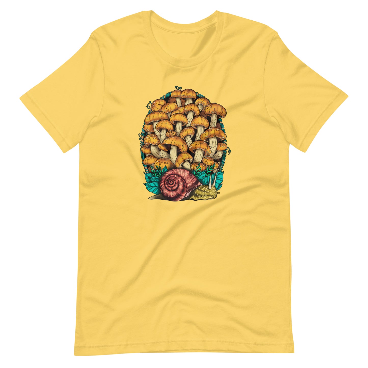 Land Snail and Chestnut Mushrooms | Unisex T-Shirt | Beautiful Mushroom Apparel