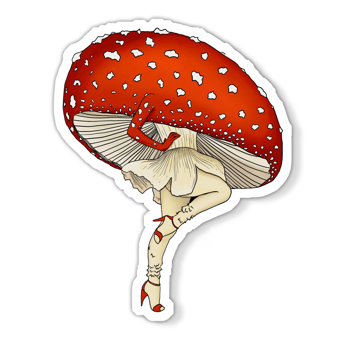 Miss Amanita Mushroom Magnet | Mushroom Pinup Girl Magnet