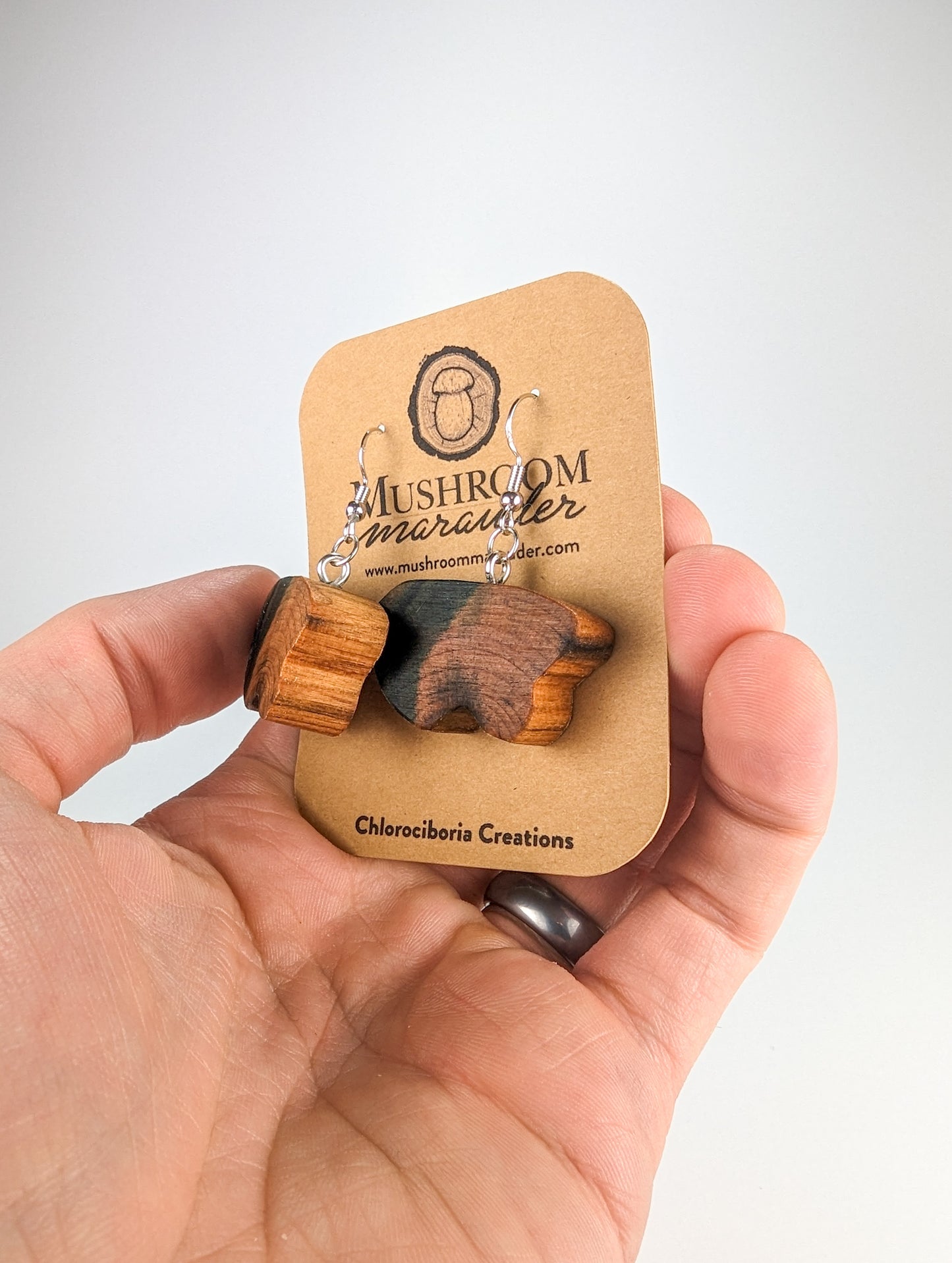 Naturally Fungus-Stained Wooden Earrings | Polar Bears, Maybe? Sure, They're Polar Bears!