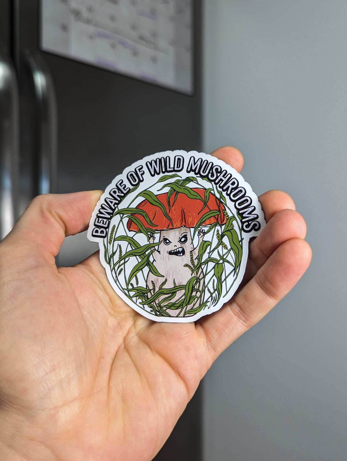 Beware of Wild Mushrooms Magnet | Funny Porcini Mushroom Magnet