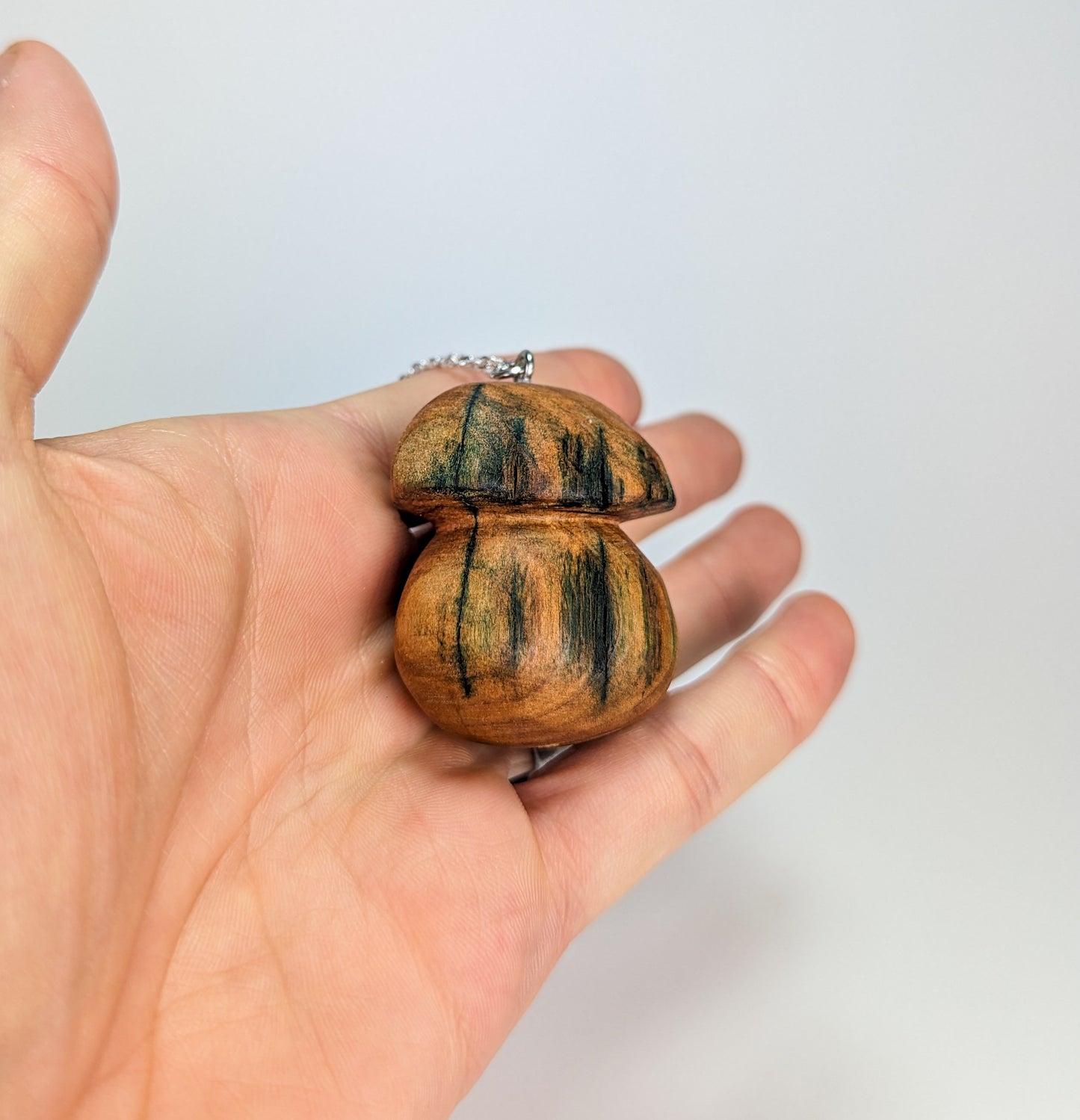 Naturally Fungus-Stained Wooden Pendant | Large Porcini