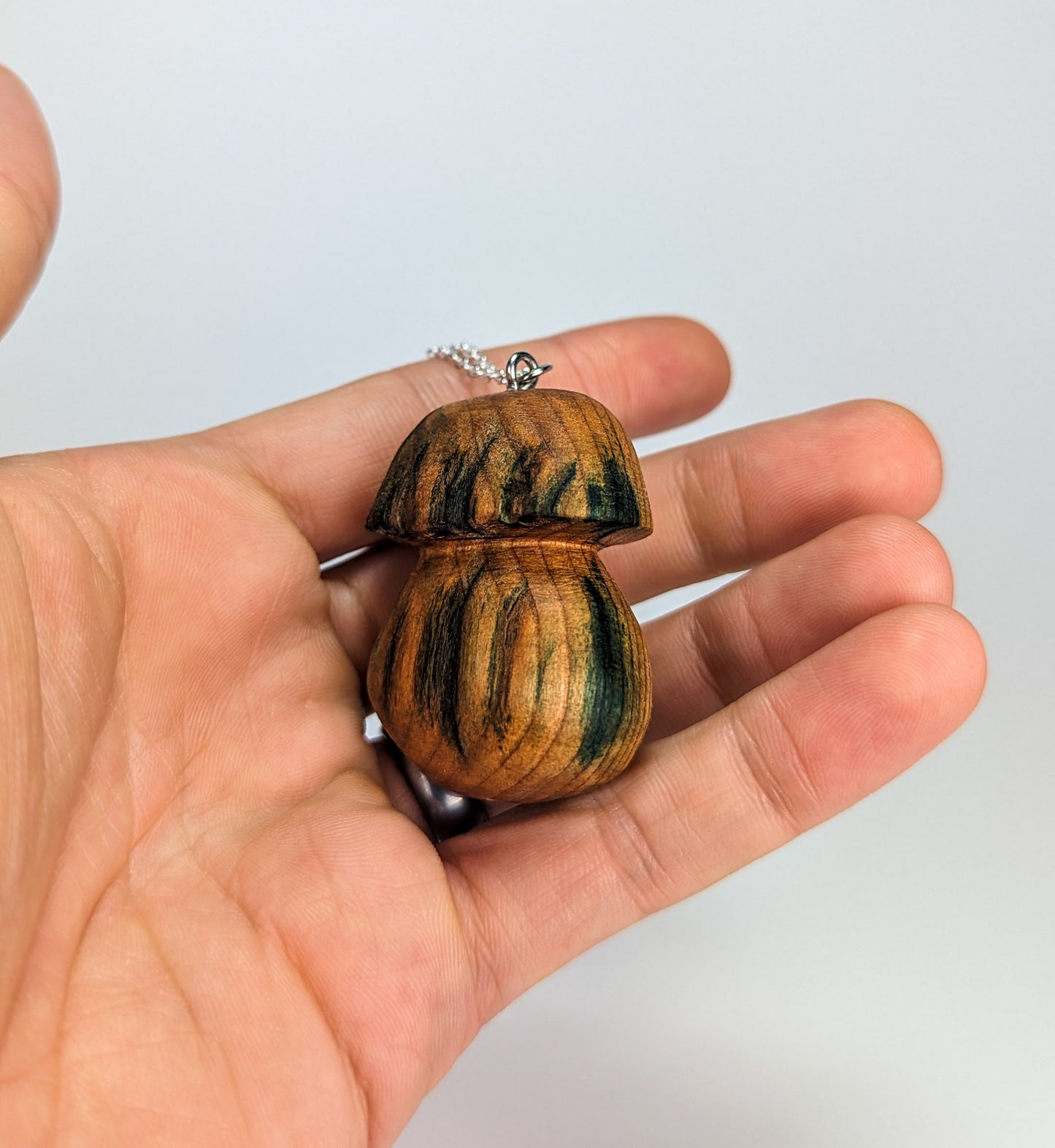 Naturally Fungus-Stained Wooden Pendant | Large Porcini