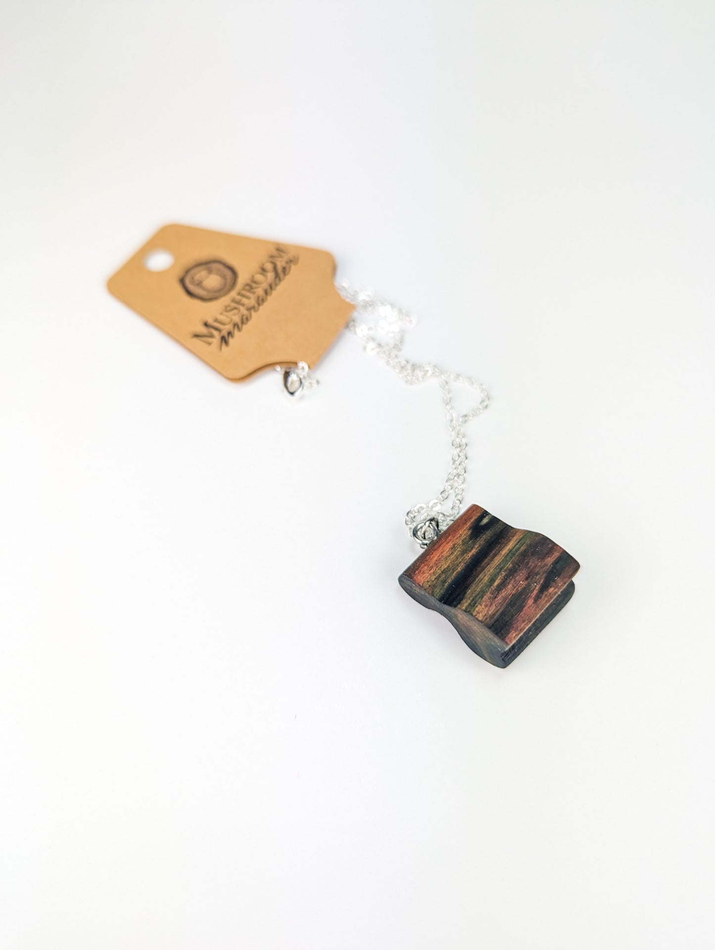 Naturally Fungus-Stained Wooden Pendant | Abstract Chunk #2