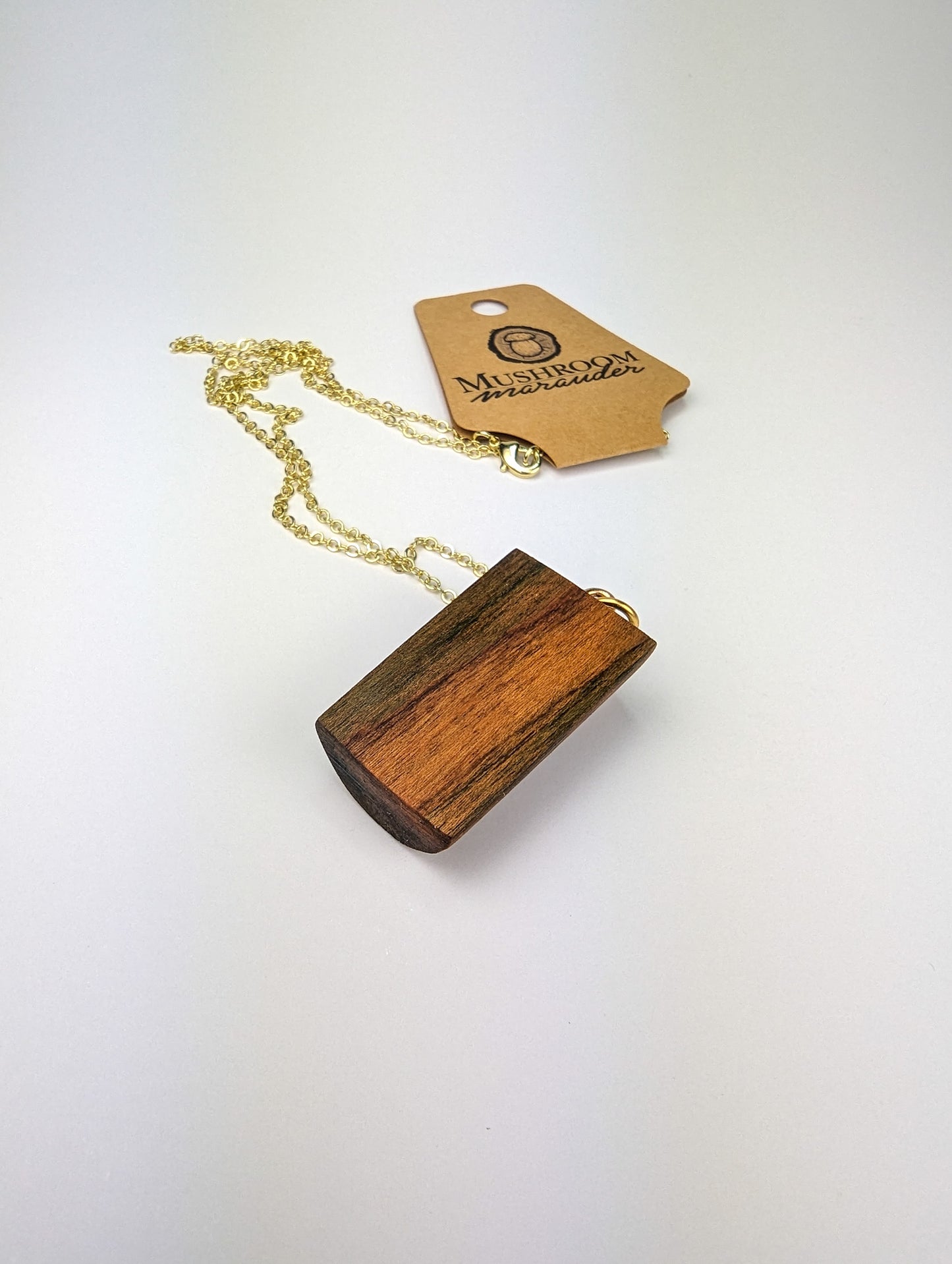 Naturally Fungus-Stained Wooden Pendant | Half Cylinder