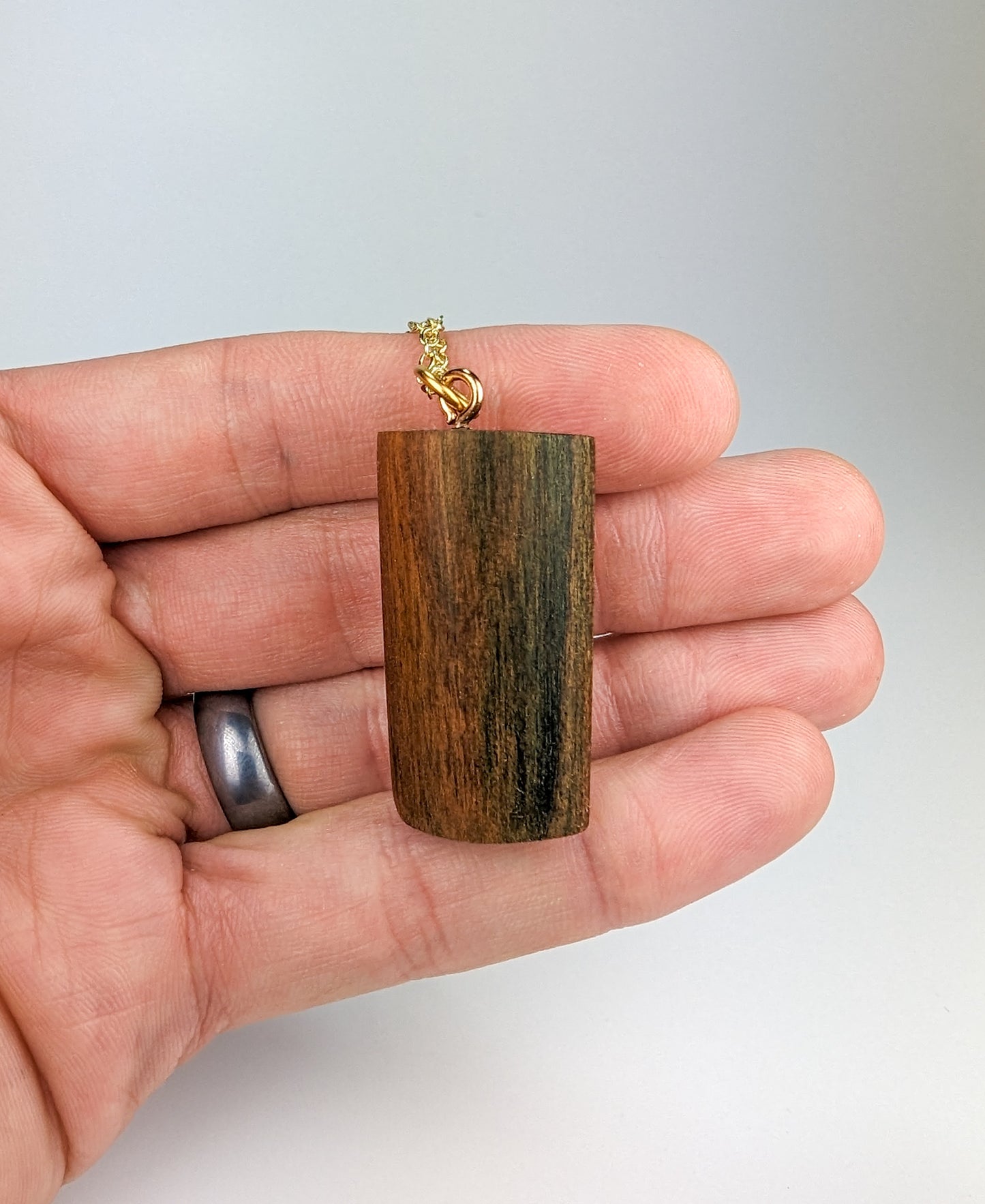 Naturally Fungus-Stained Wooden Pendant | Half Cylinder