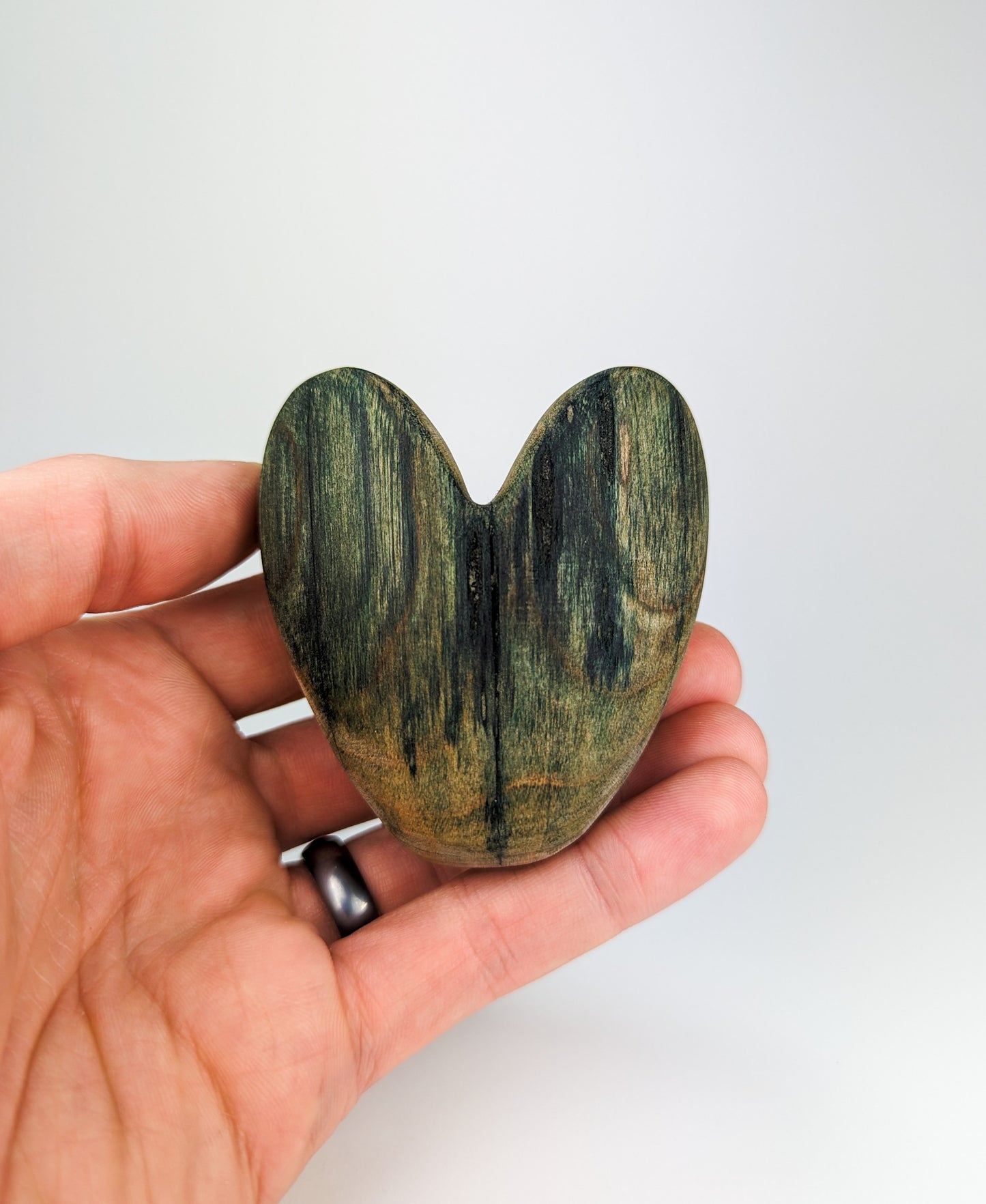 Large Heart | Chlorociboria Creation | Crafted from Mushroom-Colored Wood