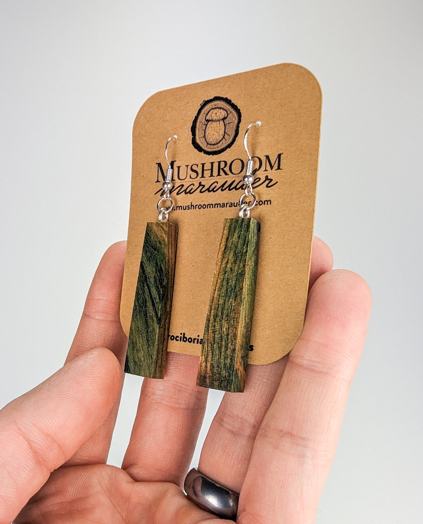 Naturally Fungus-Stained Wooden Earrings | Long Slabs