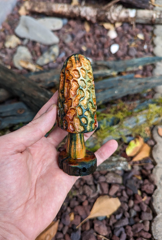 Morel Mushroom Display Piece | Carved From Mushroom-Colored Wood