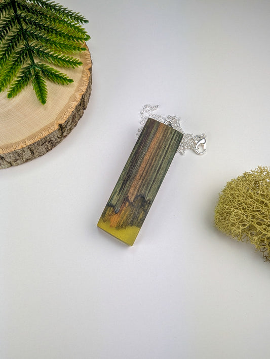 Chlorociboria Wood and Swamp Colored Epoxy Pendant