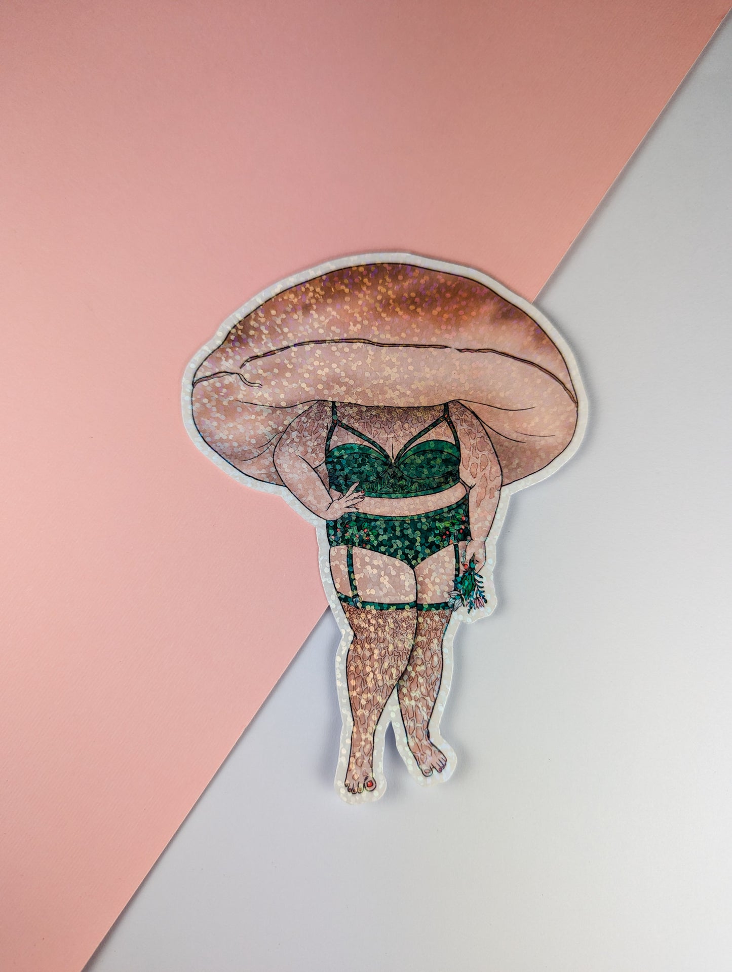 Porcini Pinup Girl Mushroom Sticker | King Bolete | Curvy FunGal