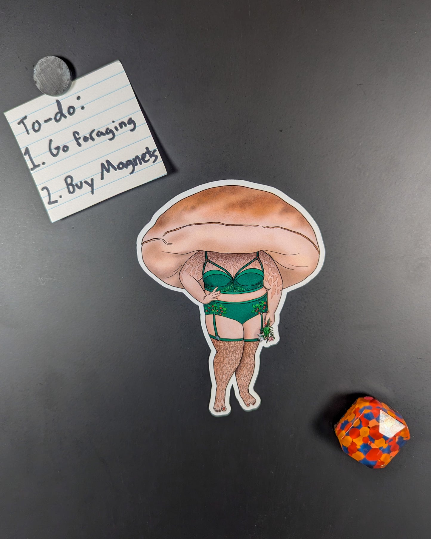 Porcini Pinup Girl | Beautiful Mushroom Magnet