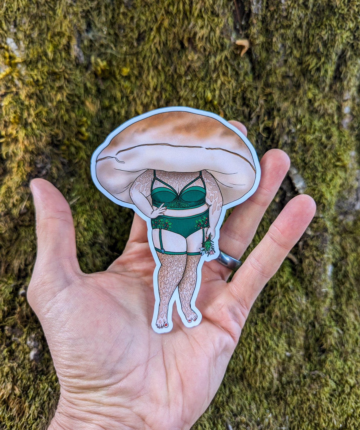 Porcini Pinup Girl Mushroom Sticker | King Bolete | Curvy FunGal