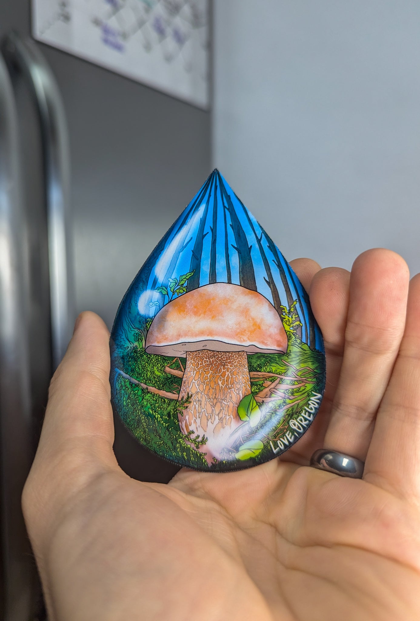 Porcini Mushroom Raindrop Magnet | Love, Oregon | Beautiful Mushroom Magnet