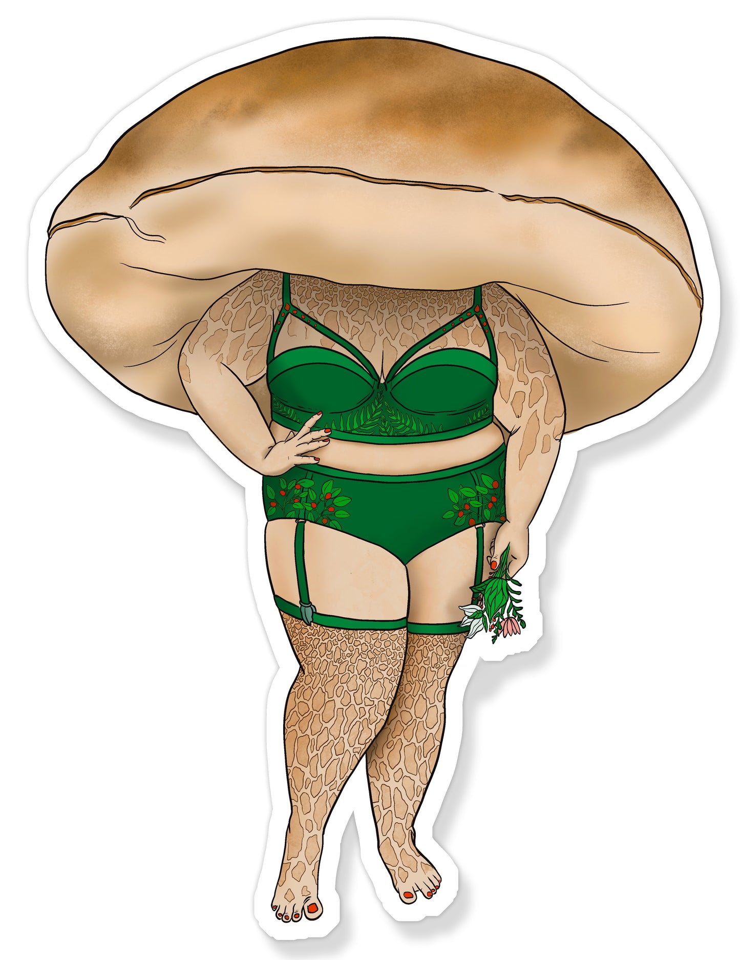 Porcini Pinup Girl | Beautiful Mushroom Magnet