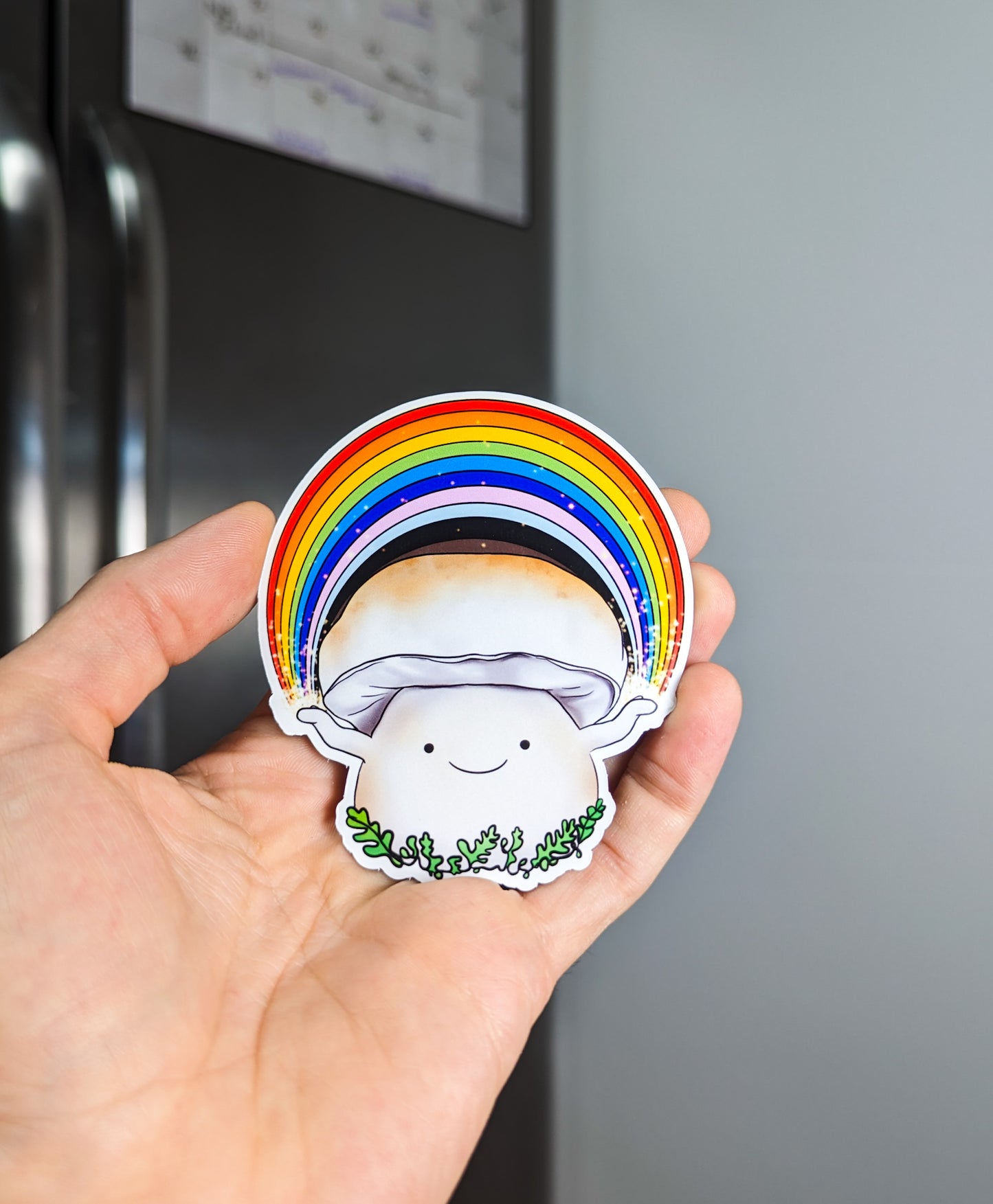 Porcini Mushroom Pride Magnet | King Bolete/Porcini Holding Rainbow