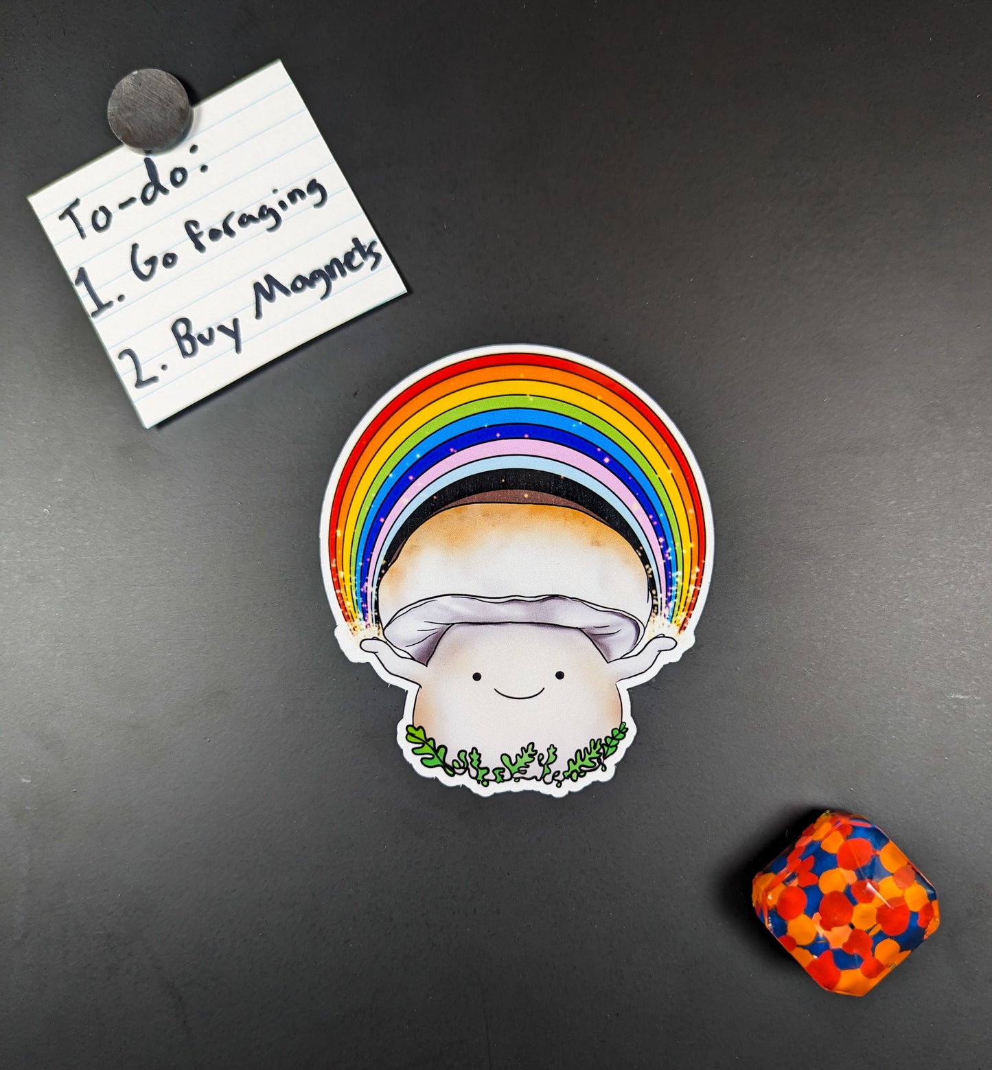 Porcini Mushroom Pride Magnet | King Bolete/Porcini Holding Rainbow