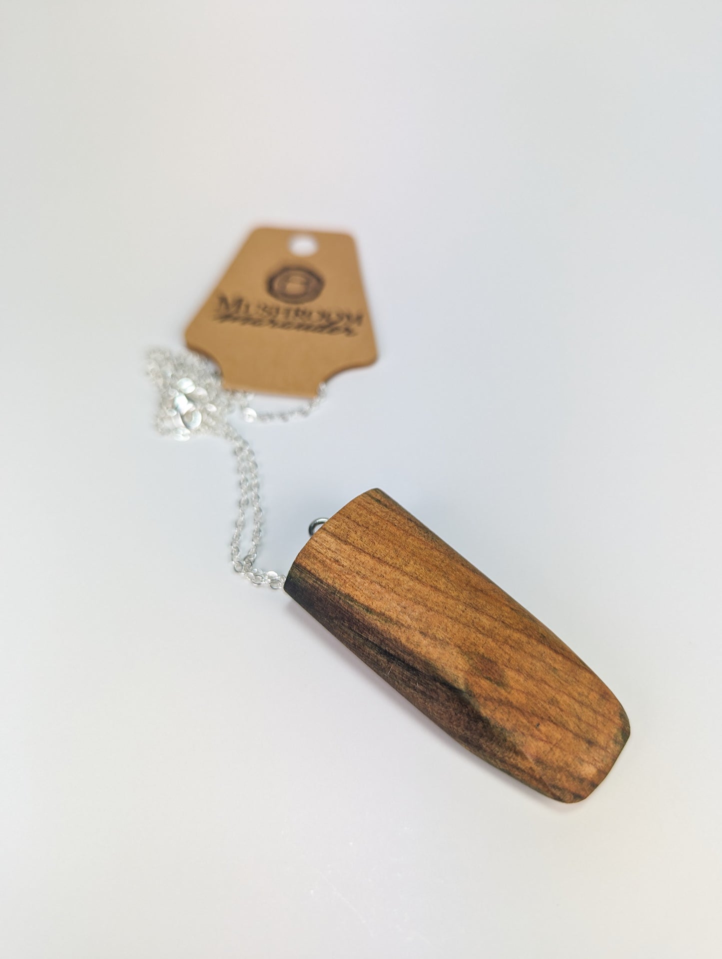 Naturally Fungus-Stained Wooden Pendant | Pointed Slab