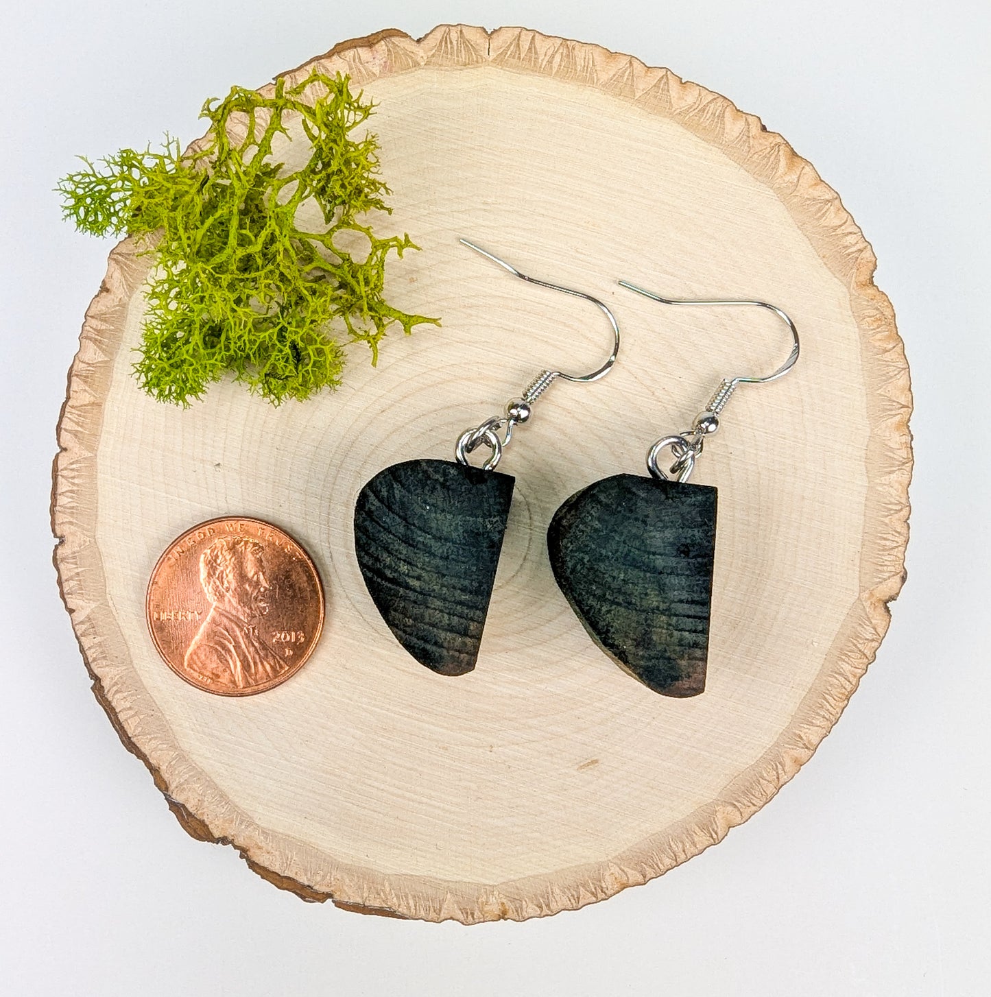 Abstract Shape #05 Earrings | Carved From Naturally Green, Fungus-Stained Wood