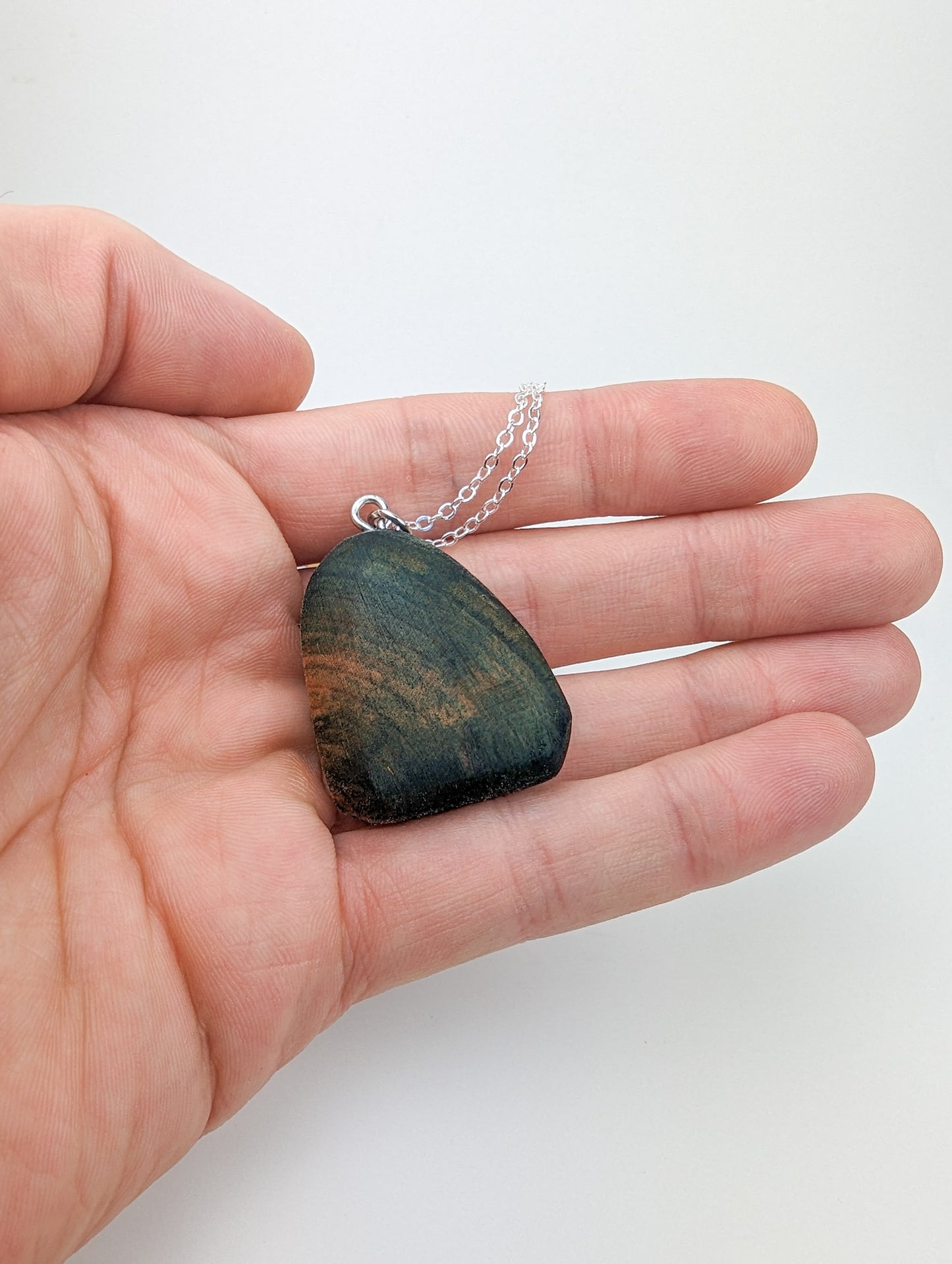 Naturally Fungus-Stained Wooden Pendant | Medium Organic Shape