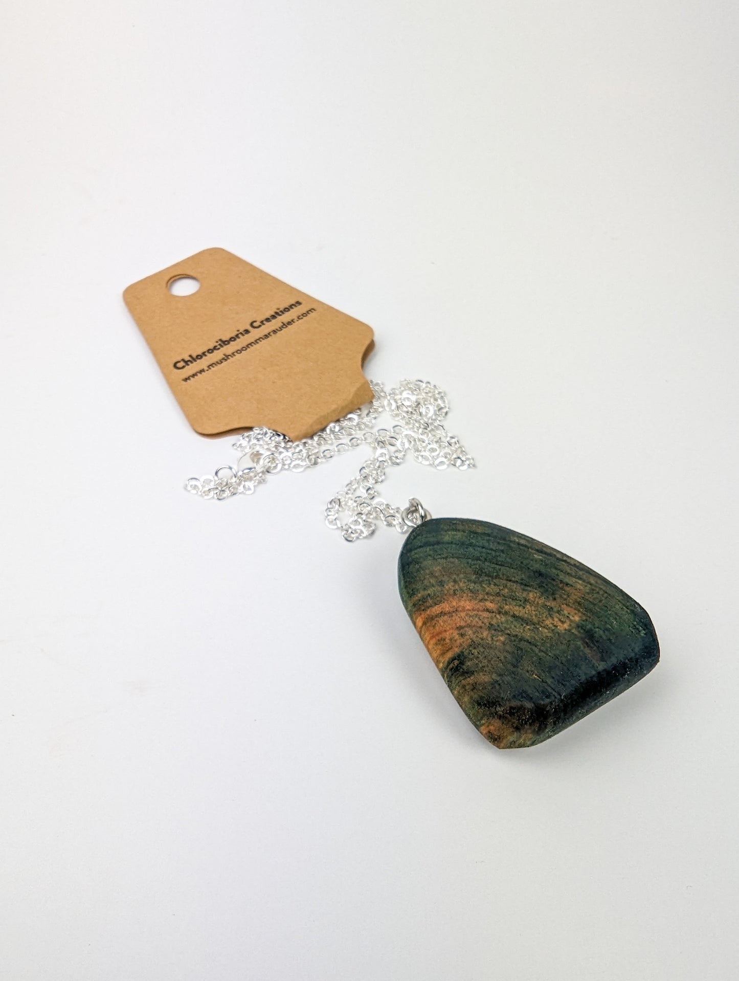 Naturally Fungus-Stained Wooden Pendant | Medium Organic Shape