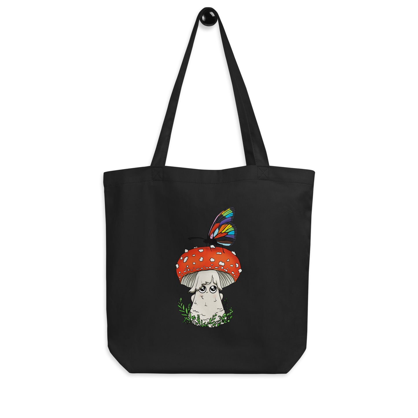 Amanita Mushroom w/Pride Butterfly | Eco-Friendly Tote Bag | Adorable Pride Mushroom Artwork