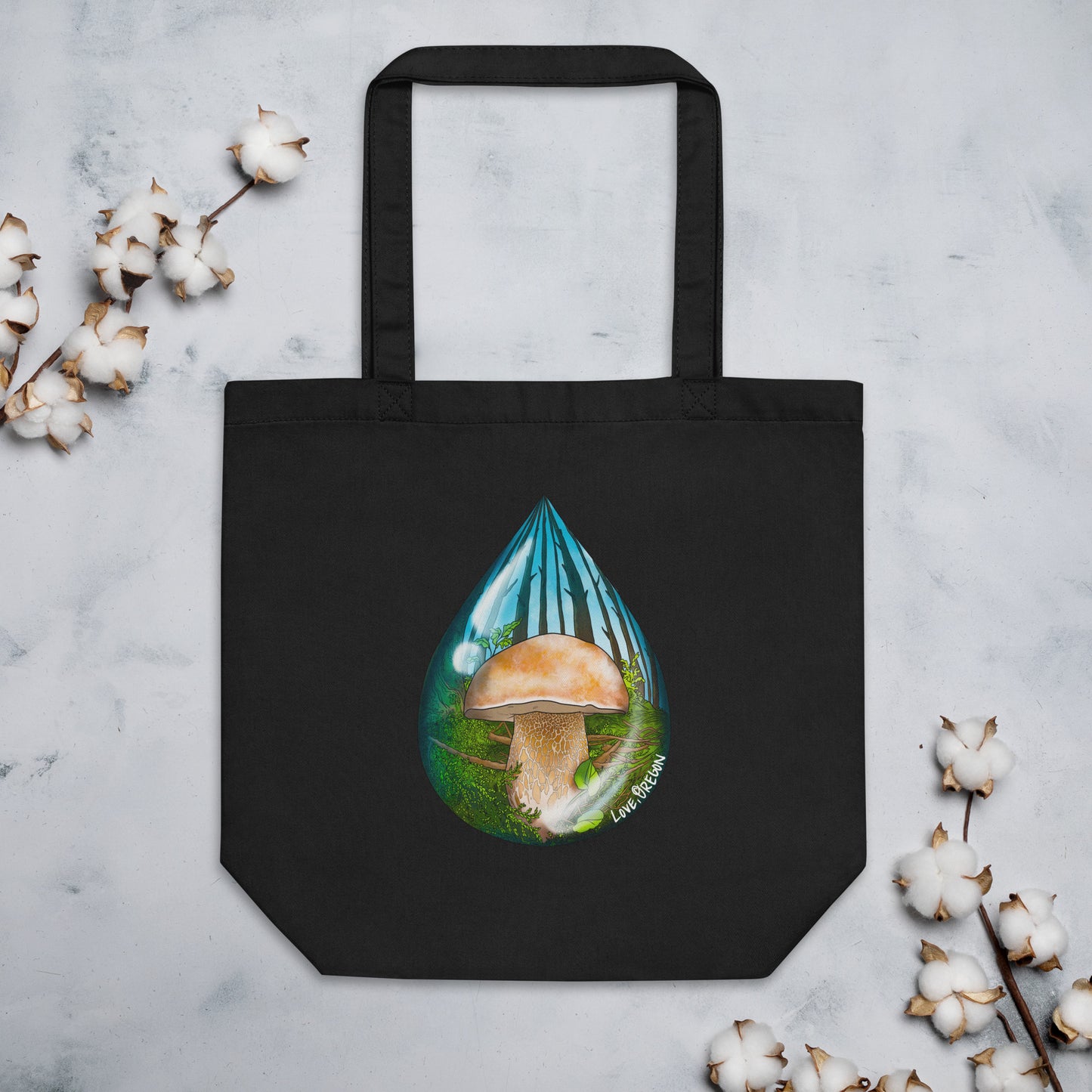 Porcini Mushroom Raindrop | Eco-Friendly Tote Bag | Beautiful Mushroom Artwork