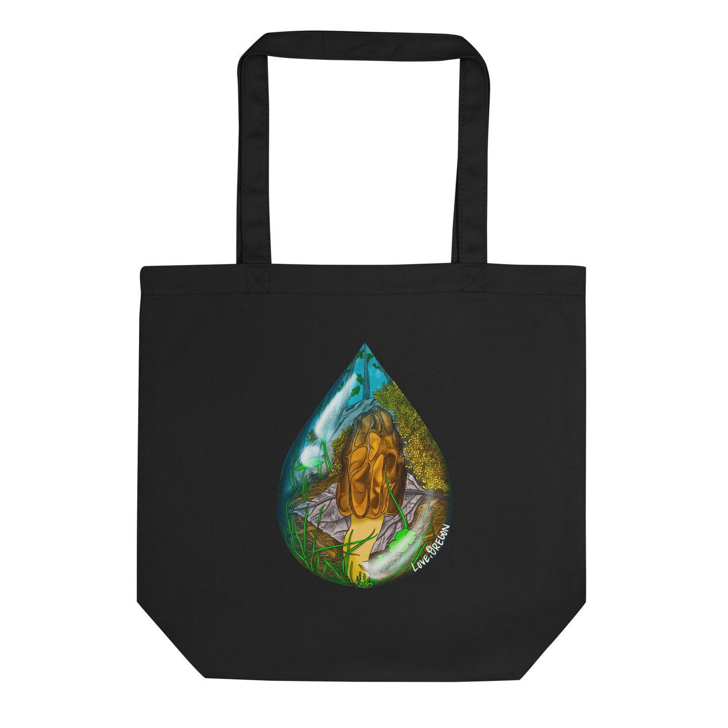 Morel Mushroom Raindrop | Eco-Friendly Tote Bag | Beautiful Mushroom Artwork